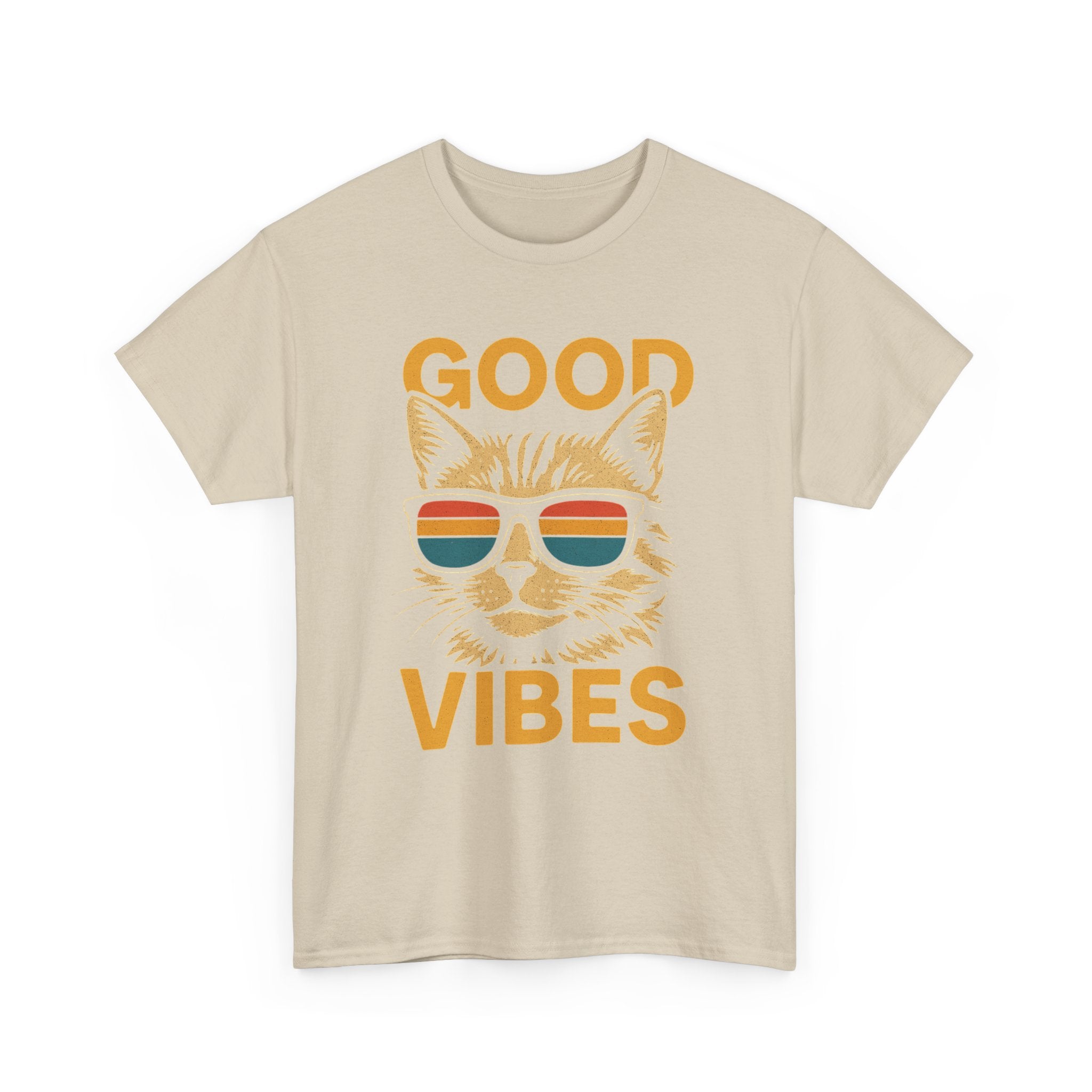 Good Vibes Cat Tee, Unisex Cotton T-Shirt, Summer Casual Top, Gift for Cat Lovers, Fun Pet Shirt, Chill Vibes Outfit
