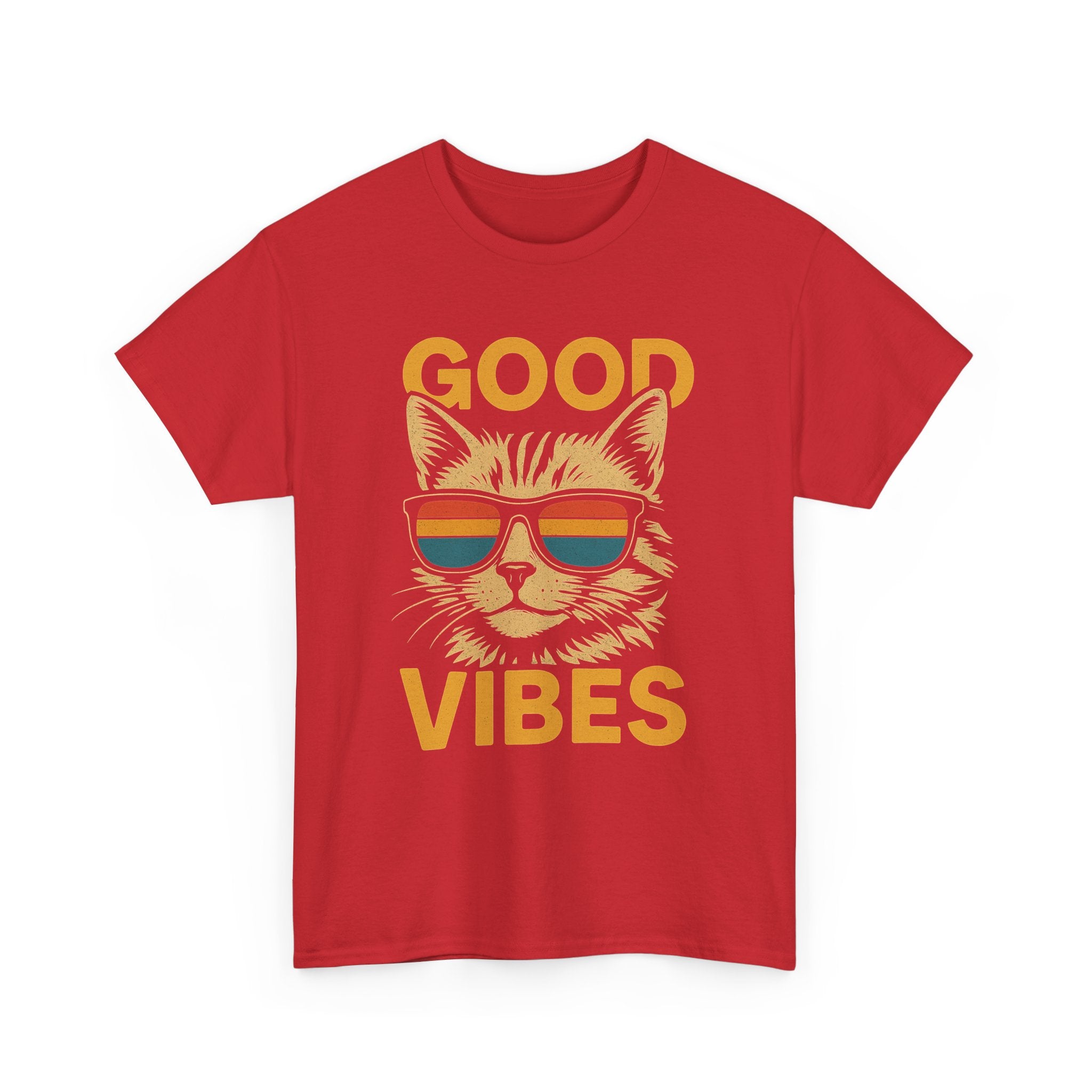 Good Vibes Cat Tee, Unisex Cotton T-Shirt, Summer Casual Top, Gift for Cat Lovers, Fun Pet Shirt, Chill Vibes Outfit