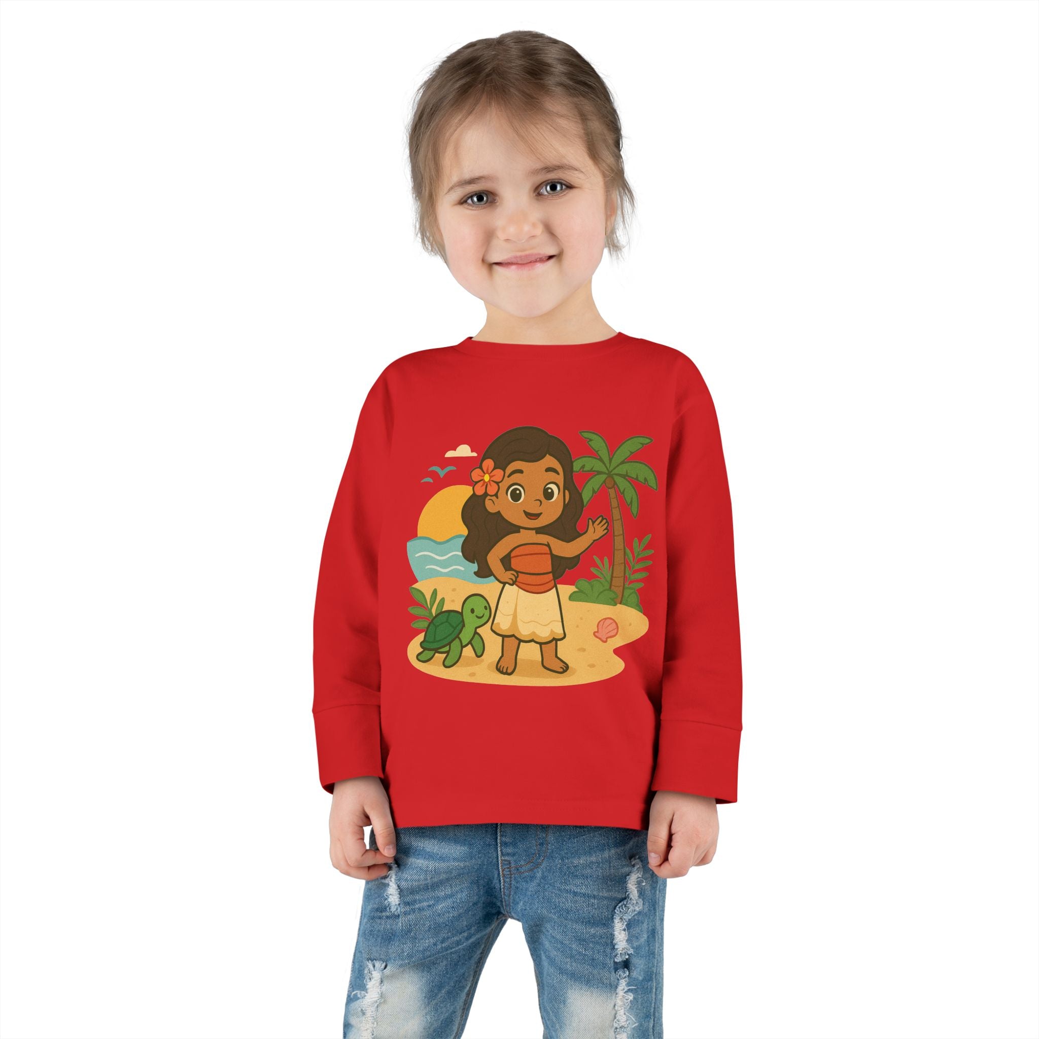 Tropical Toddler Tee, Cute Kids Shirt, Beach Vibes Long Sleeve Top, Summer Outfit for Children, Hawaiian Theme Kids Apparel