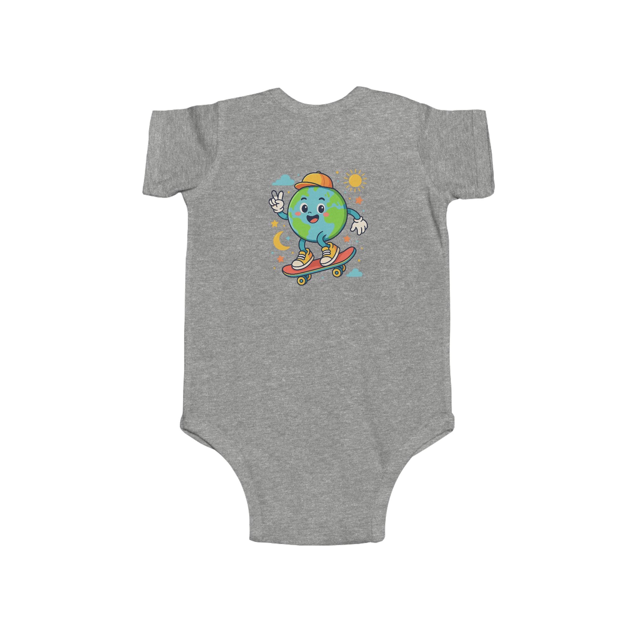 Skateboarding Earth Infant Bodysuit - Cute Baby Outfit, Eco-Friendly Gift, Toddler Apparel, Birthday Gift, New Parent Essentials