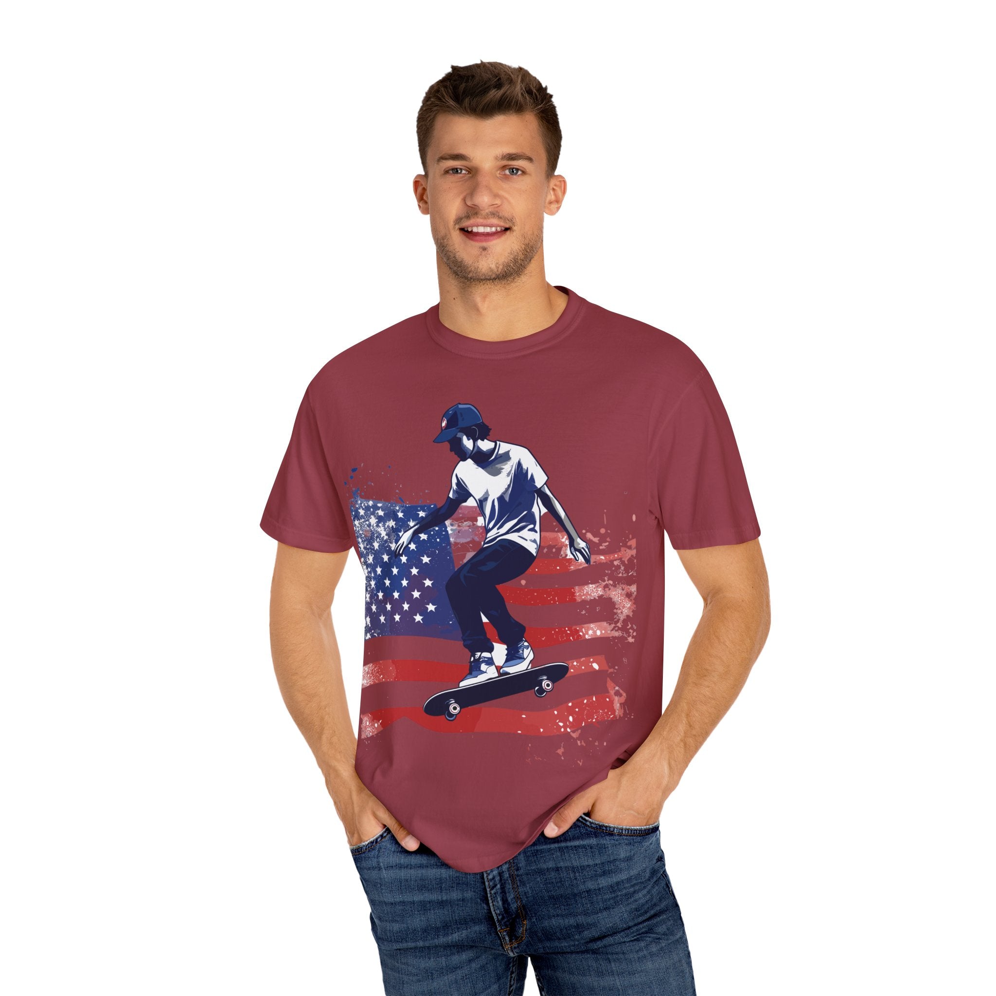 Skateboarder American Flag T-Shirt