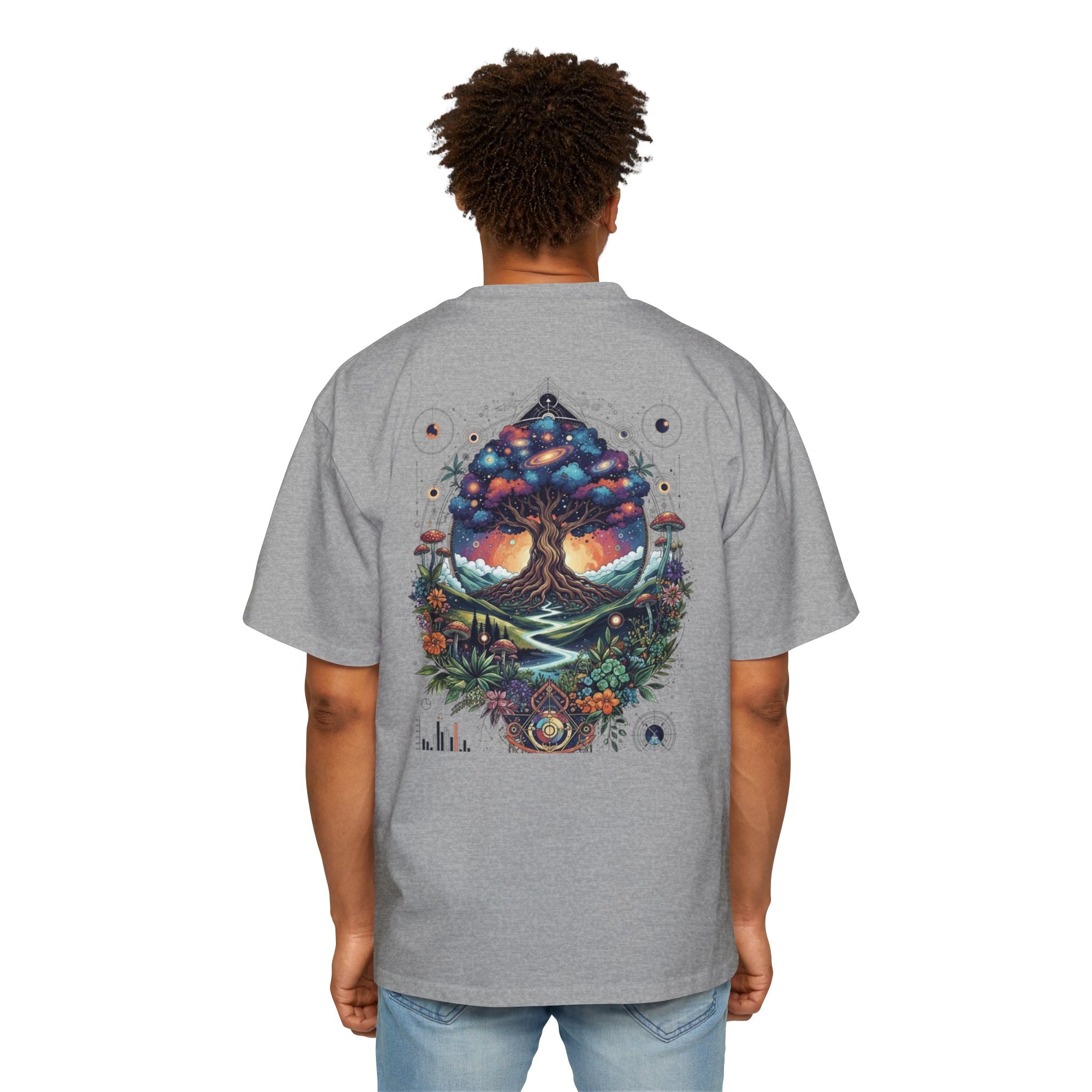 Bohemian Tree of Life Tee, Oversized Men's Shirt, Festival Wear, Nature Lover Gift, Eco-Friendly Fashion, Casual Summer Top