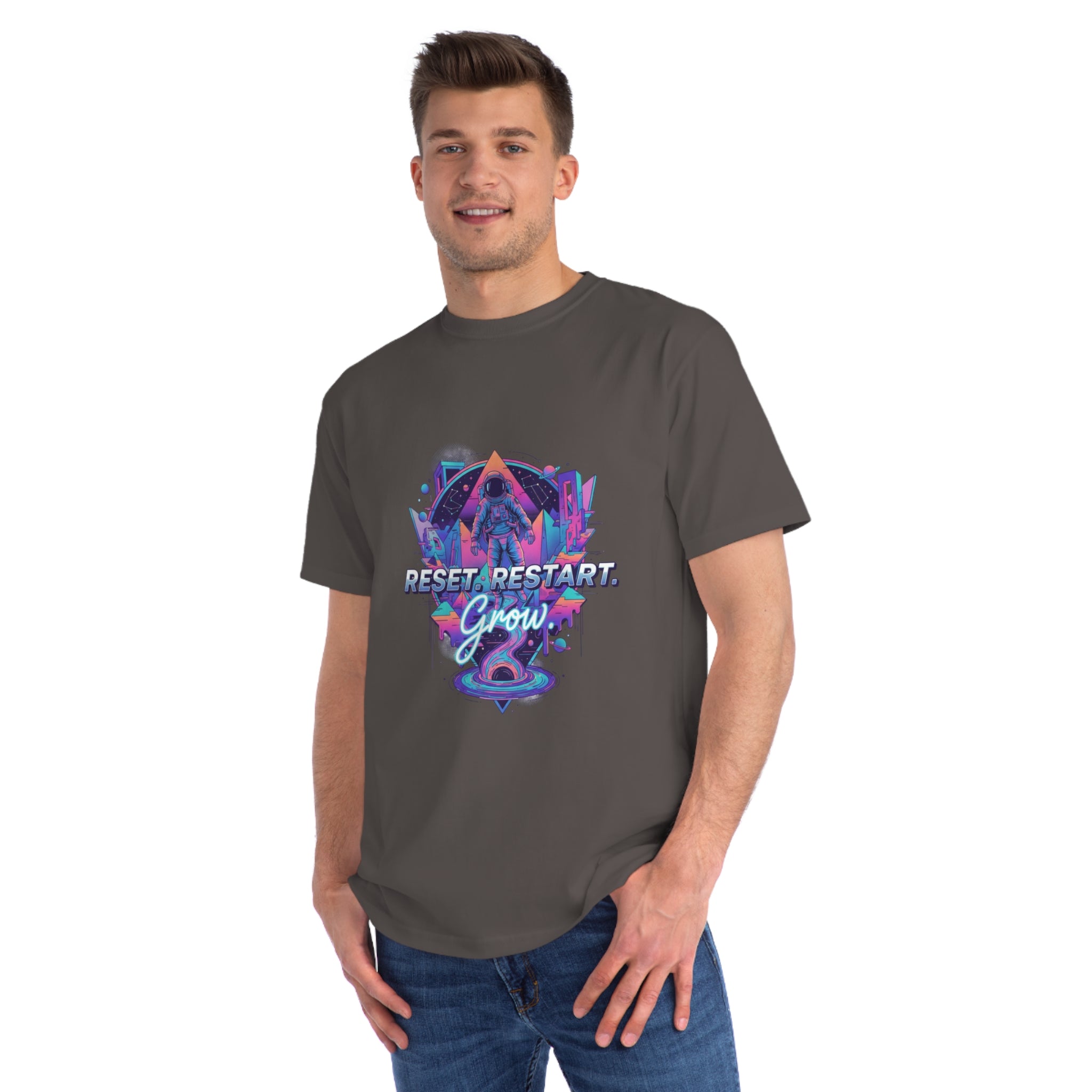 Organic Reset Restart Grow T-Shirt, Unisex Graphic Tee, Motivational Shirt, Eco-Friendly Apparel, Perfect for Gifts