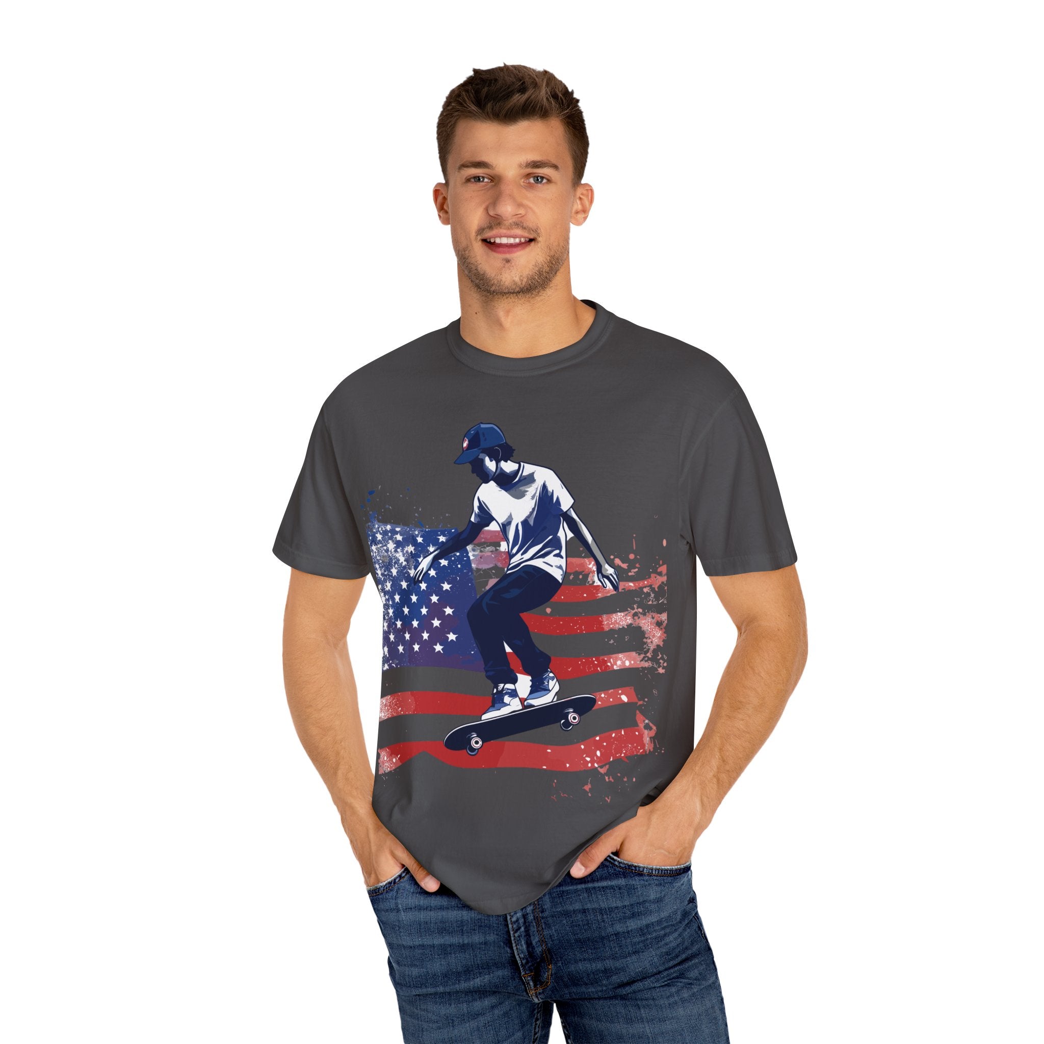 Skateboarder American Flag T-Shirt
