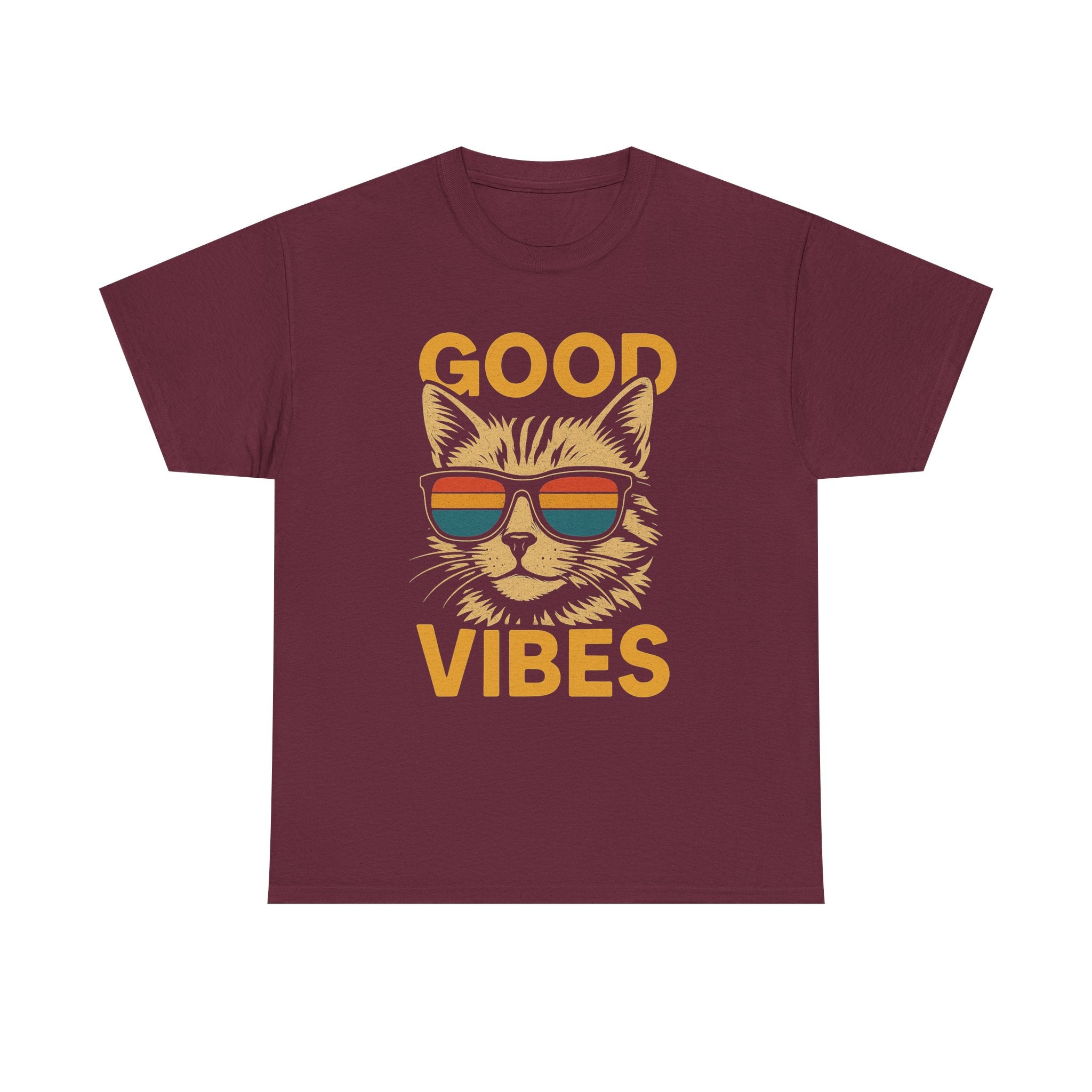 Good Vibes Cat Tee, Unisex Cotton T-Shirt, Summer Casual Top, Gift for Cat Lovers, Fun Pet Shirt, Chill Vibes Outfit