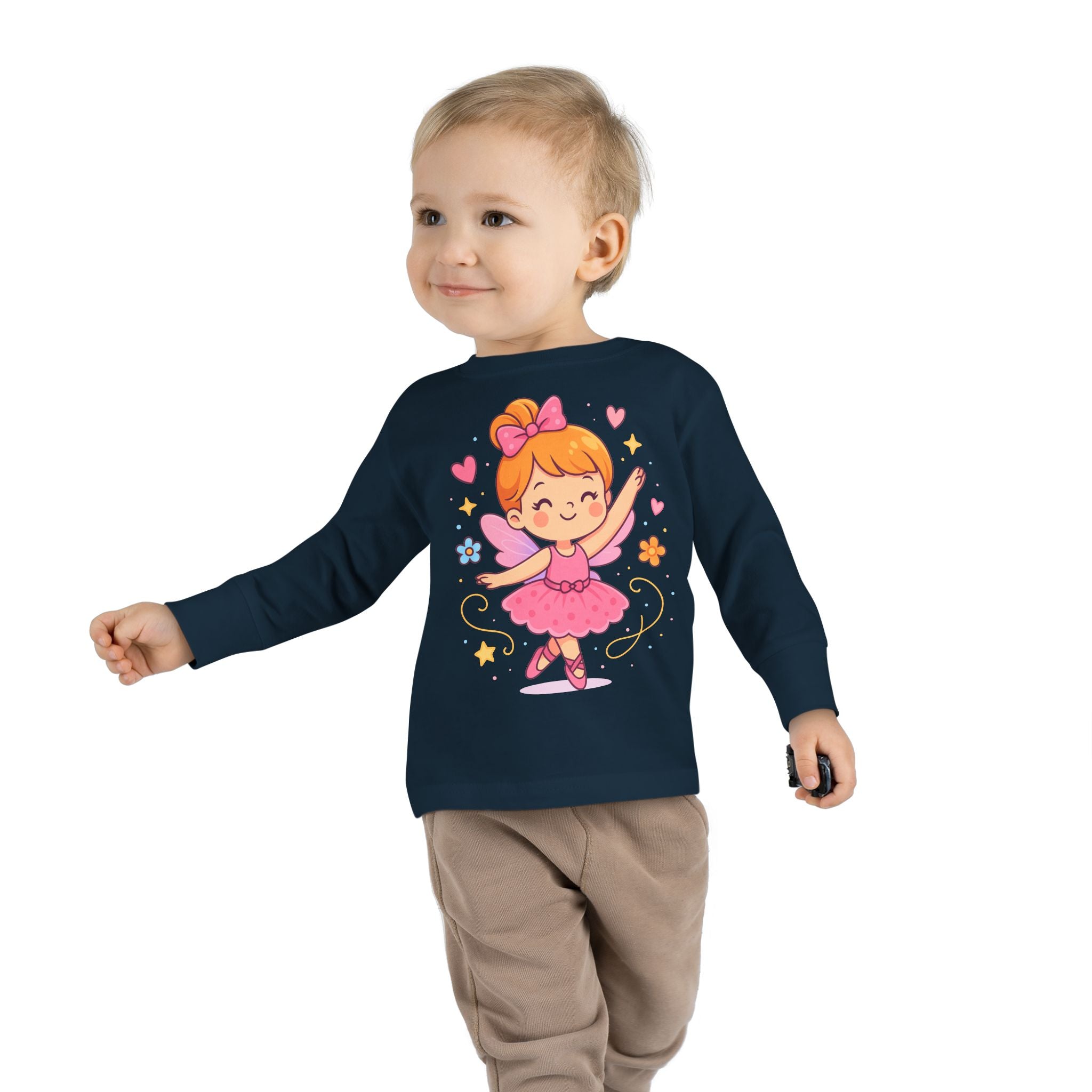 Cute Ballerina Toddler Long Sleeve Tee, Kids Dance Shirt, Toddler Gift, Ballet Costume Tee, Toddler Apparel for Birthdays, Dance Class