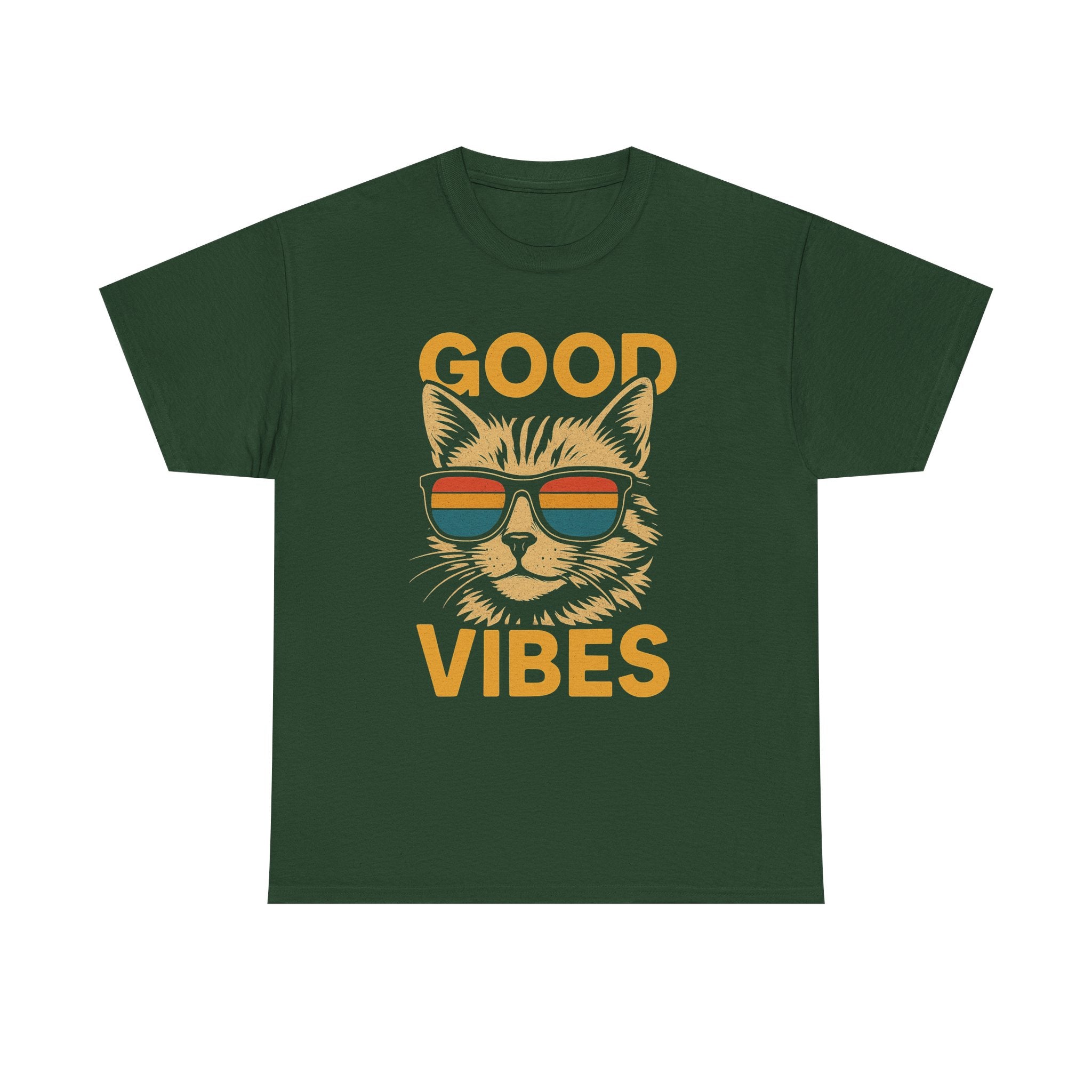 Good Vibes Cat Tee, Unisex Cotton T-Shirt, Summer Casual Top, Gift for Cat Lovers, Fun Pet Shirt, Chill Vibes Outfit