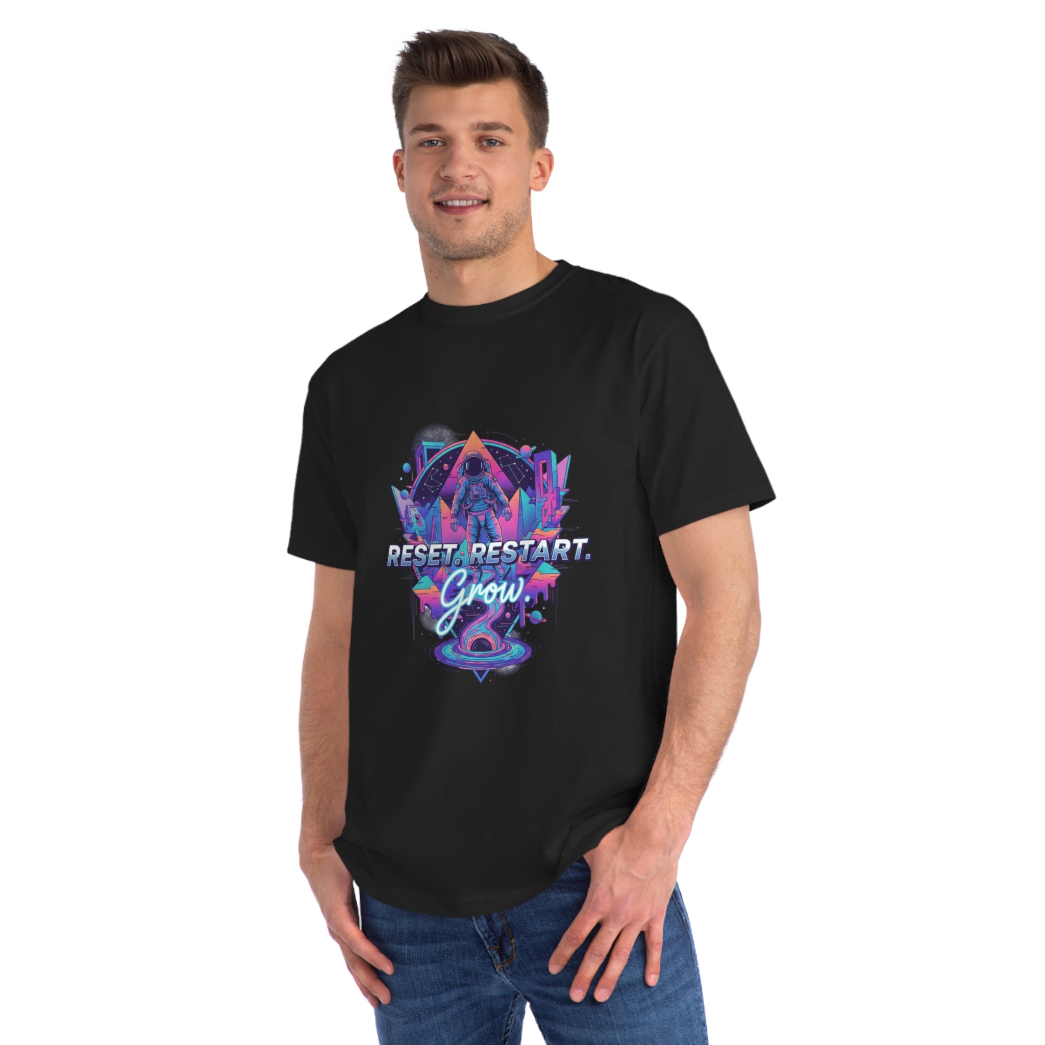 Organic Reset Restart Grow T-Shirt, Unisex Graphic Tee, Motivational Shirt, Eco-Friendly Apparel, Perfect for Gifts