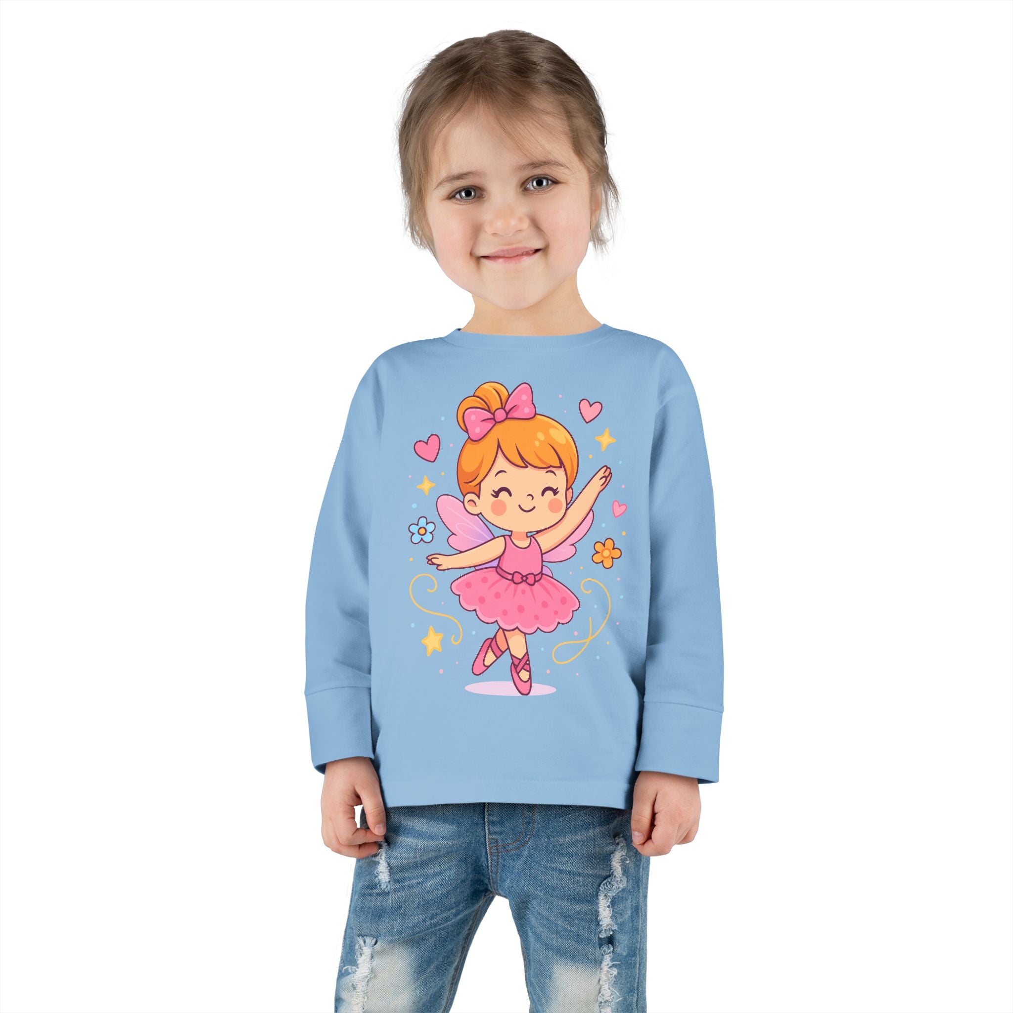 Cute Ballerina Toddler Long Sleeve Tee, Kids Dance Shirt, Toddler Gift, Ballet Costume Tee, Toddler Apparel for Birthdays, Dance Class