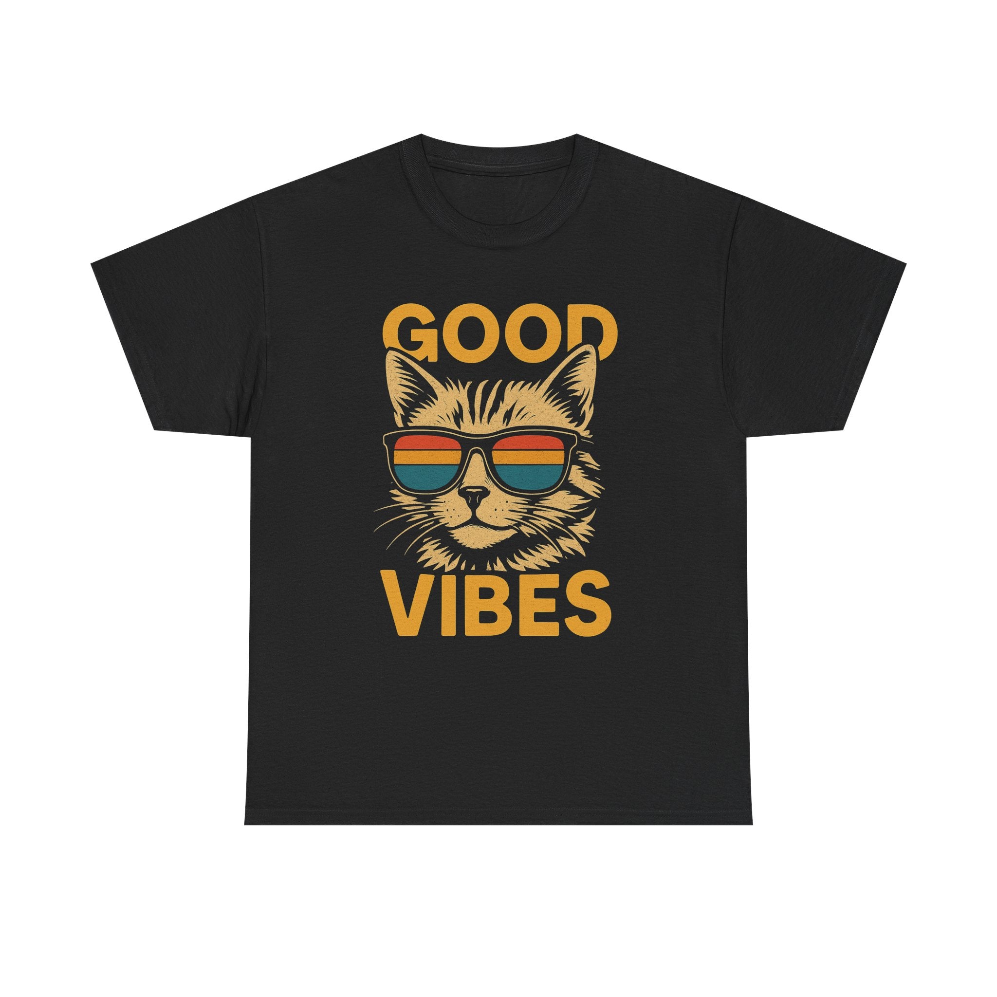 Good Vibes Cat Tee, Unisex Cotton T-Shirt, Summer Casual Top, Gift for Cat Lovers, Fun Pet Shirt, Chill Vibes Outfit