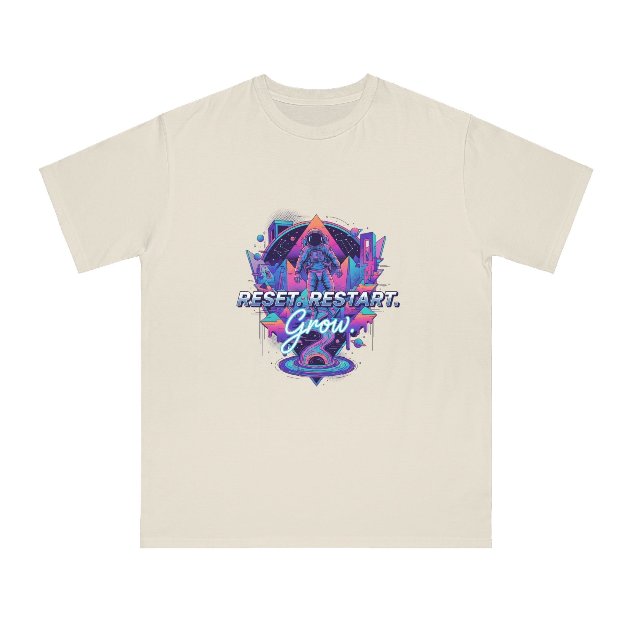 Organic Reset Restart Grow T-Shirt, Unisex Graphic Tee, Motivational Shirt, Eco-Friendly Apparel, Perfect for Gifts