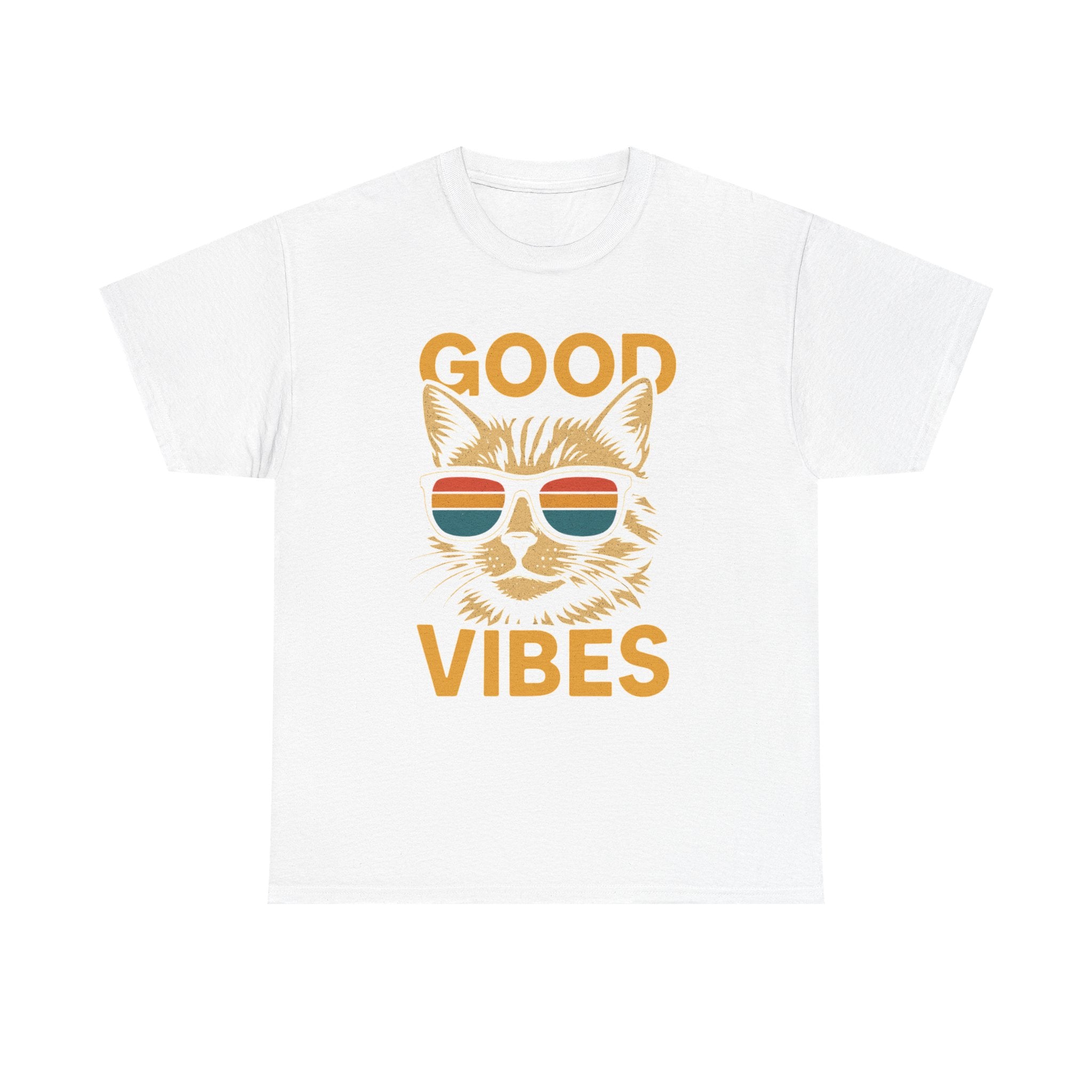 Good Vibes Cat Tee, Unisex Cotton T-Shirt, Summer Casual Top, Gift for Cat Lovers, Fun Pet Shirt, Chill Vibes Outfit
