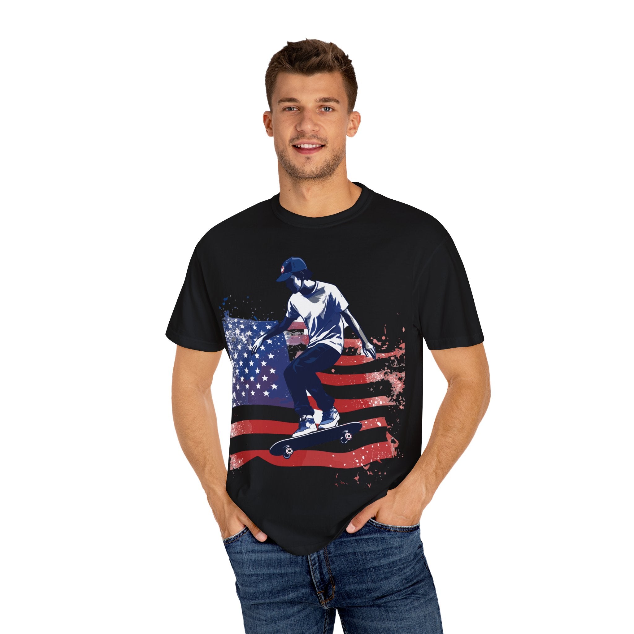Skateboarder American Flag T-Shirt