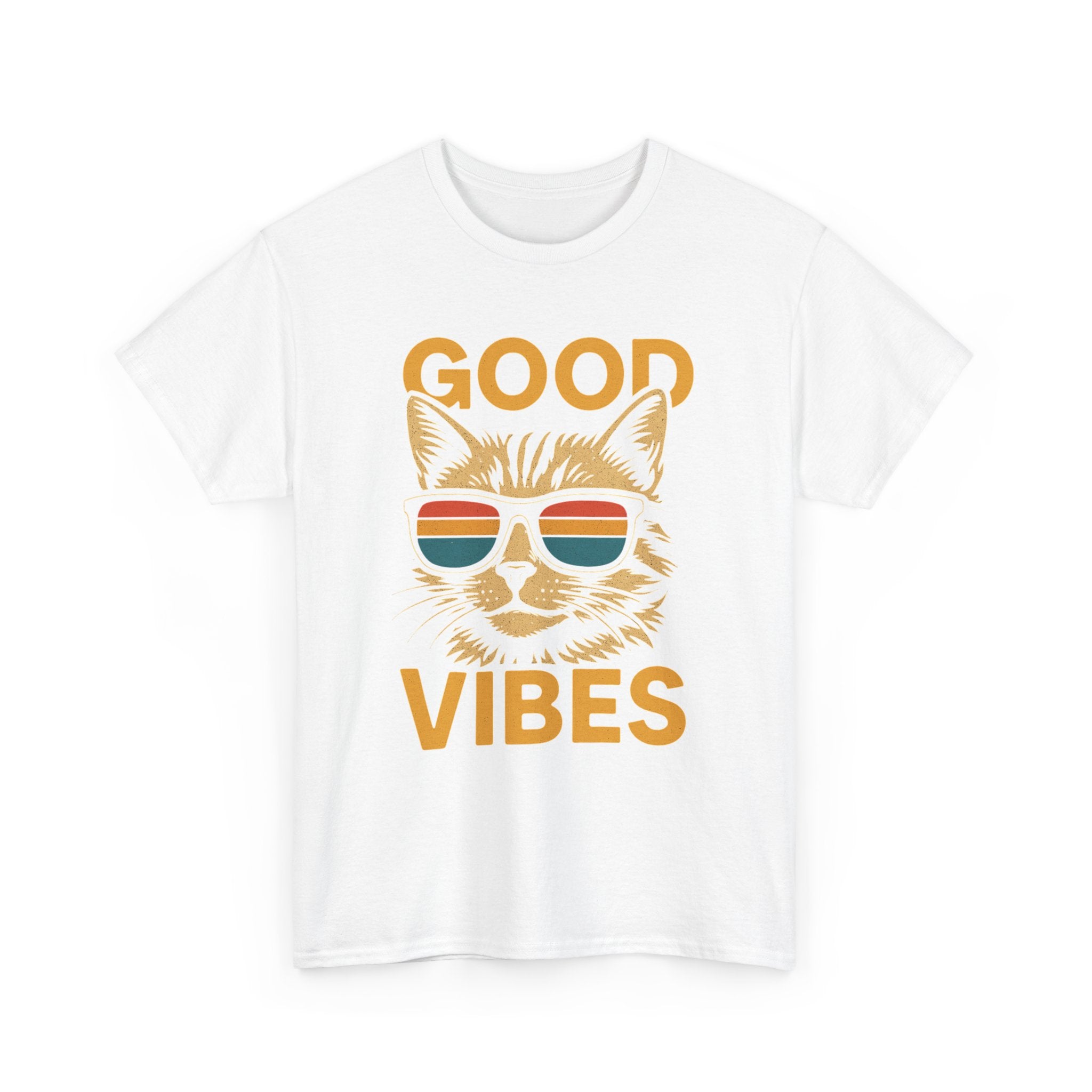Good Vibes Cat Tee, Unisex Cotton T-Shirt, Summer Casual Top, Gift for Cat Lovers, Fun Pet Shirt, Chill Vibes Outfit