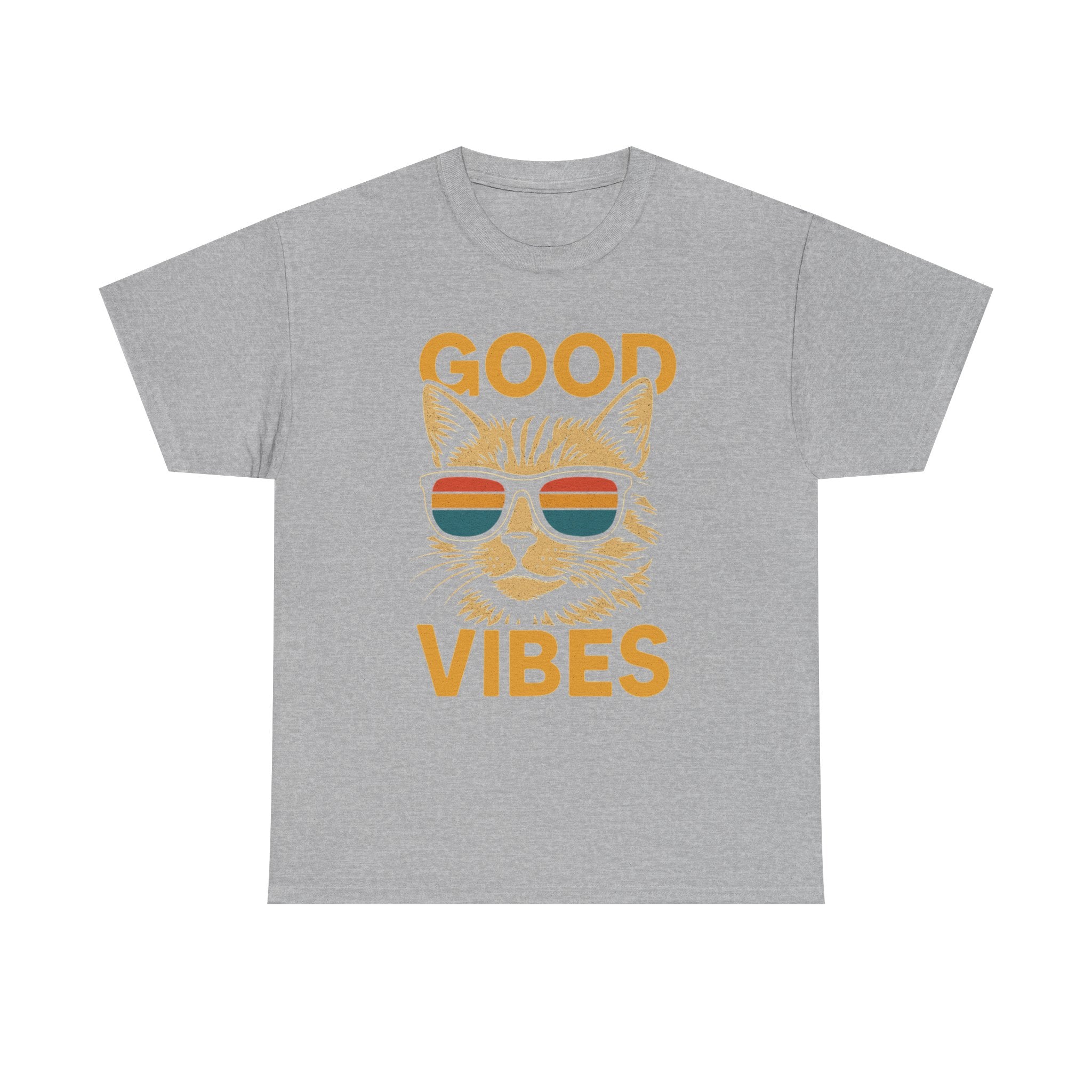 Good Vibes Cat Tee, Unisex Cotton T-Shirt, Summer Casual Top, Gift for Cat Lovers, Fun Pet Shirt, Chill Vibes Outfit