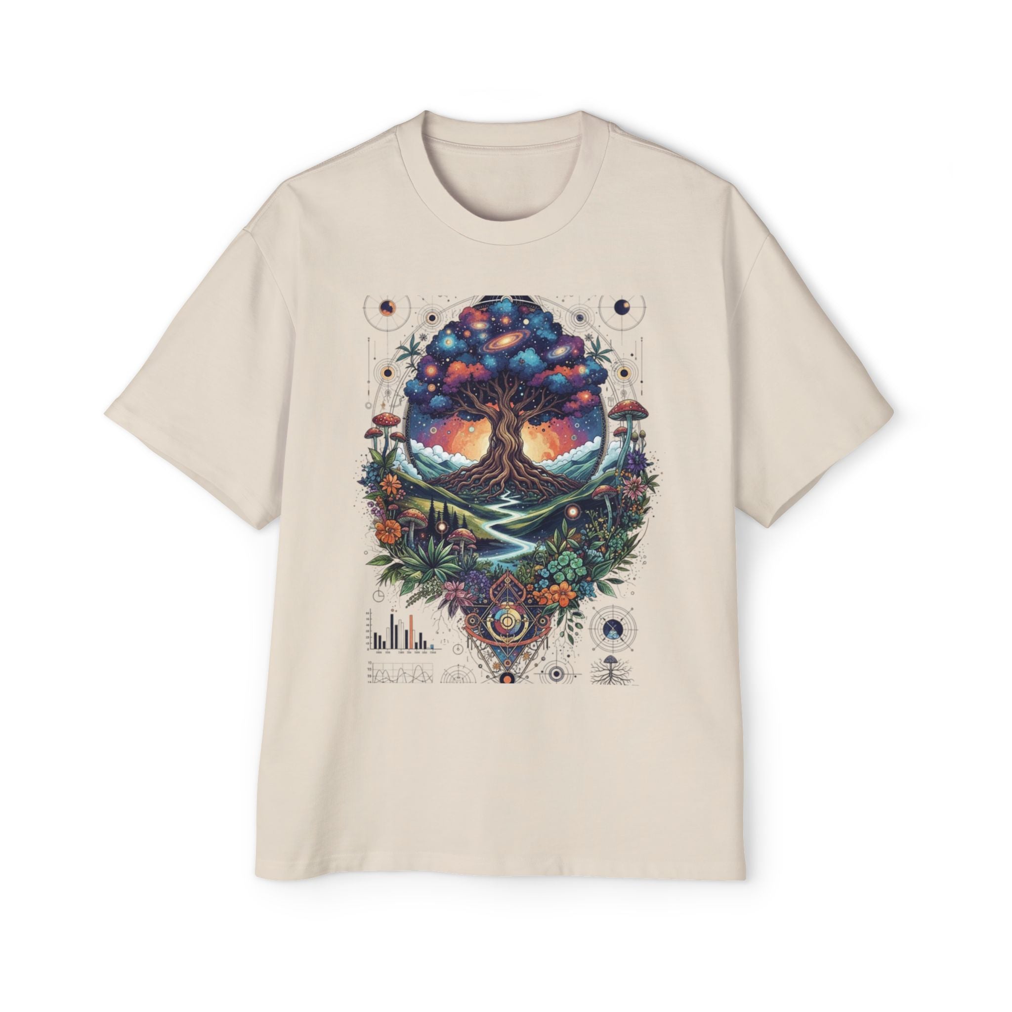 Bohemian Tree of Life Tee, Oversized Men's Shirt, Festival Wear, Nature Lover Gift, Eco-Friendly Fashion, Casual Summer Top