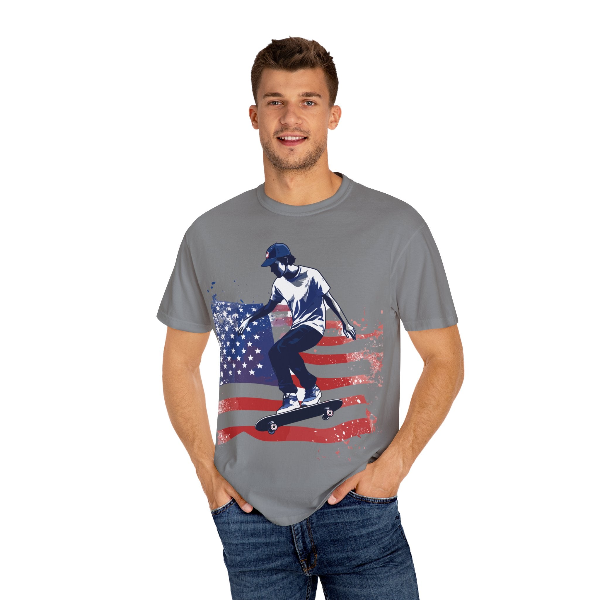 Skateboarder American Flag T-Shirt