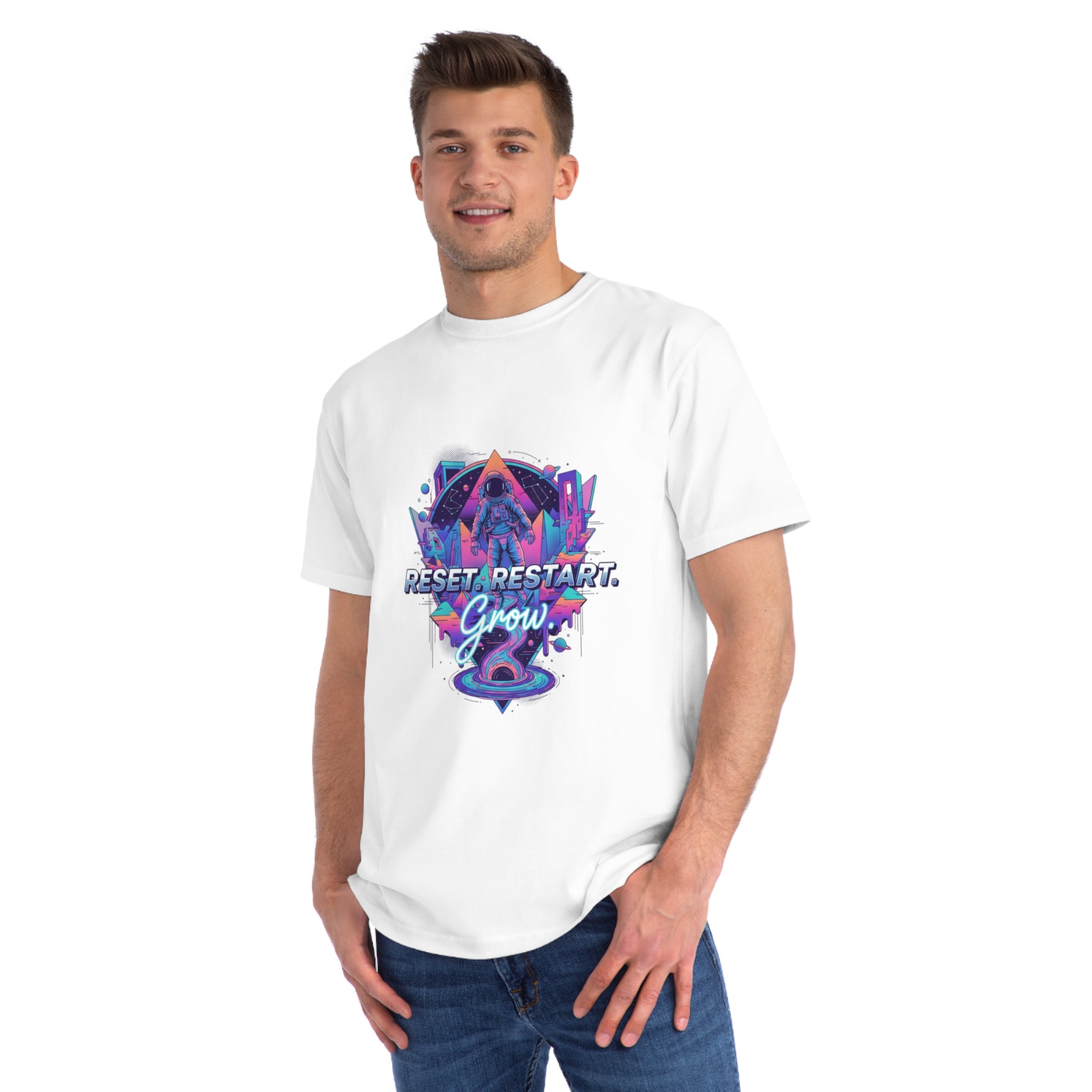 Organic Reset Restart Grow T-Shirt, Unisex Graphic Tee, Motivational Shirt, Eco-Friendly Apparel, Perfect for Gifts