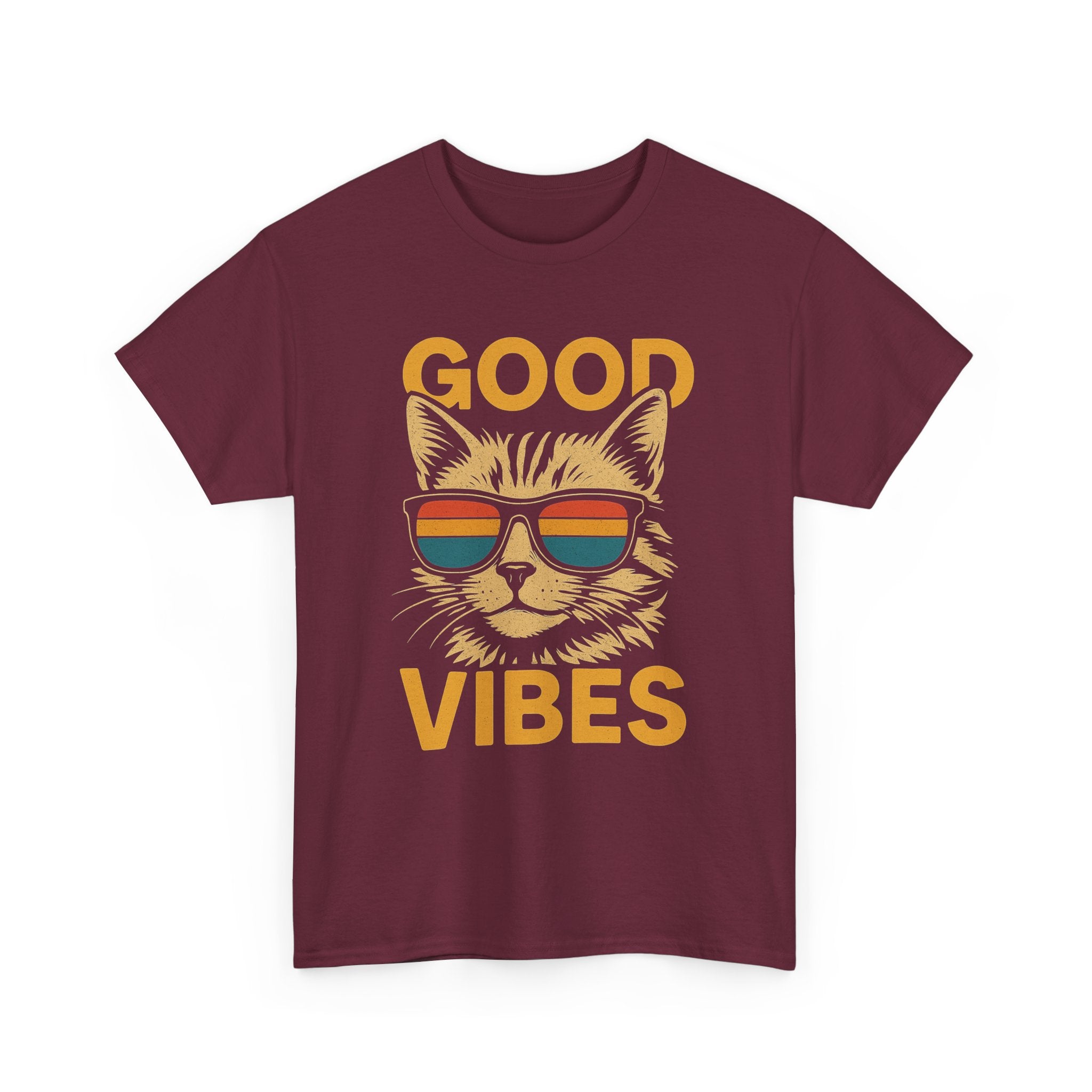 Good Vibes Cat Tee, Unisex Cotton T-Shirt, Summer Casual Top, Gift for Cat Lovers, Fun Pet Shirt, Chill Vibes Outfit