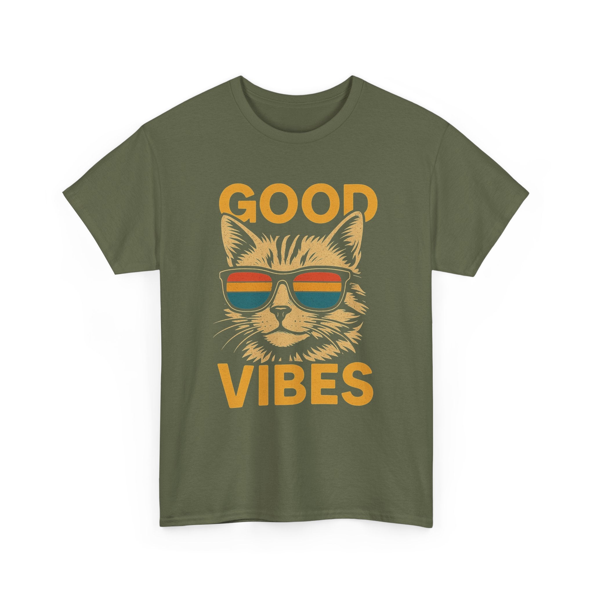 Good Vibes Cat Tee, Unisex Cotton T-Shirt, Summer Casual Top, Gift for Cat Lovers, Fun Pet Shirt, Chill Vibes Outfit