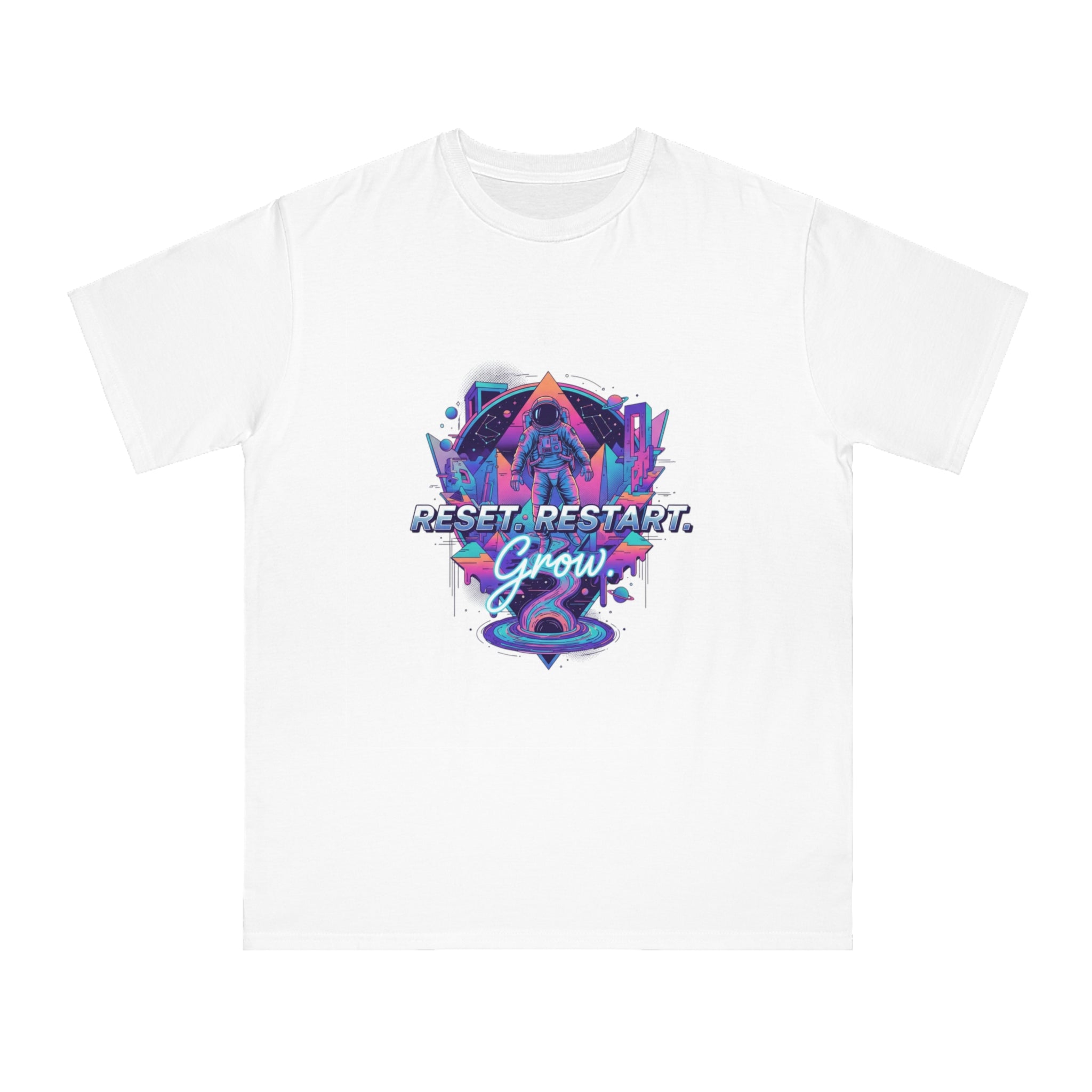Organic Reset Restart Grow T-Shirt, Unisex Graphic Tee, Motivational Shirt, Eco-Friendly Apparel, Perfect for Gifts