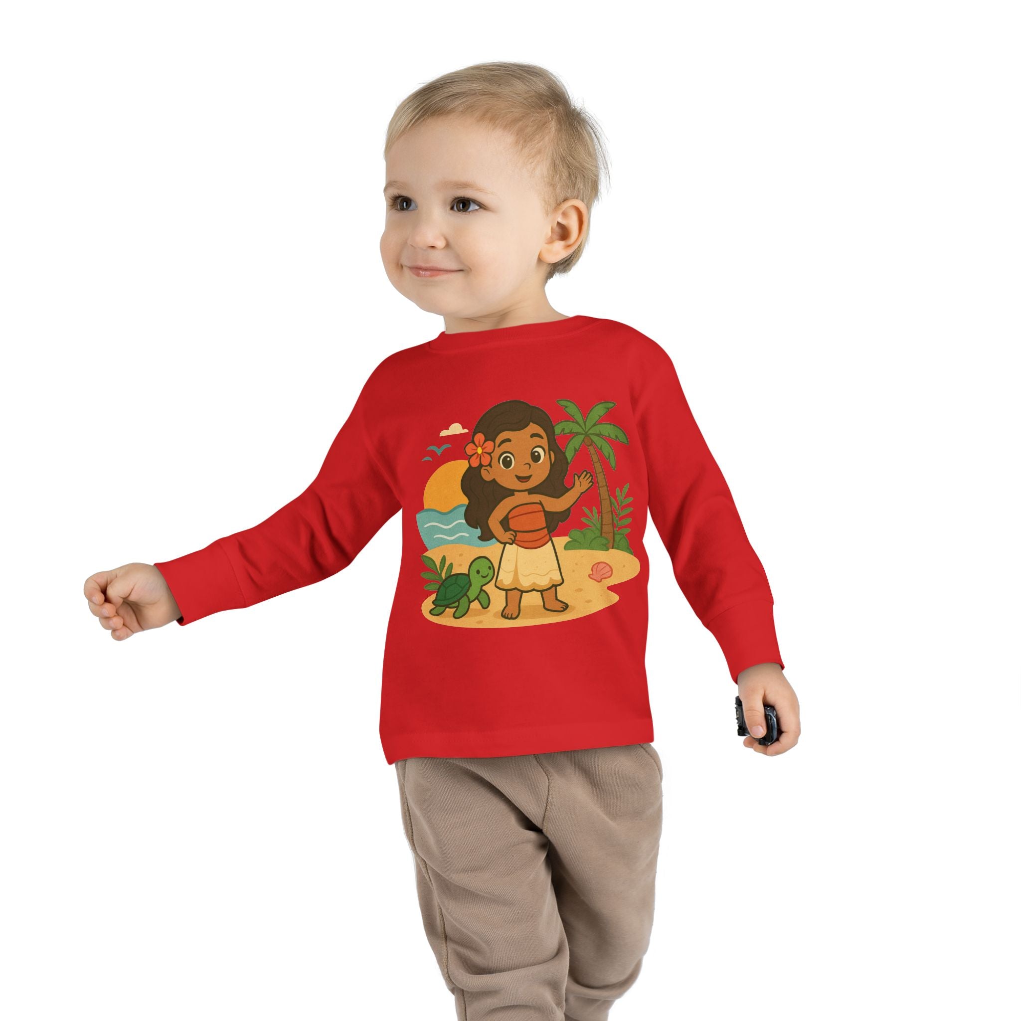 Tropical Toddler Tee, Cute Kids Shirt, Beach Vibes Long Sleeve Top, Summer Outfit for Children, Hawaiian Theme Kids Apparel