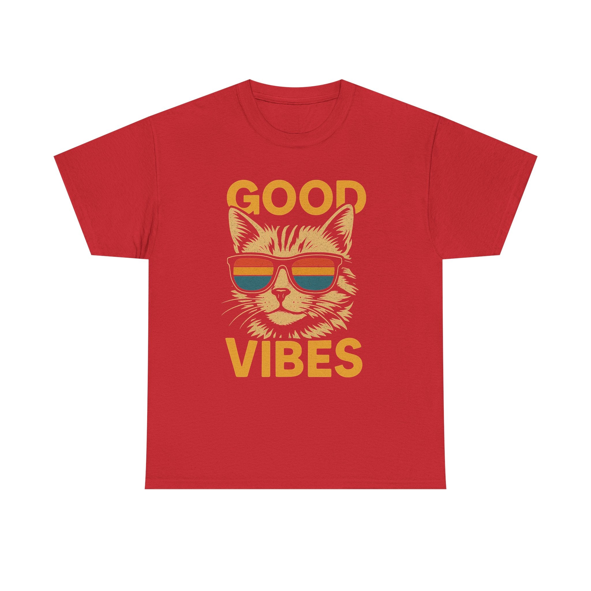 Good Vibes Cat Tee, Unisex Cotton T-Shirt, Summer Casual Top, Gift for Cat Lovers, Fun Pet Shirt, Chill Vibes Outfit