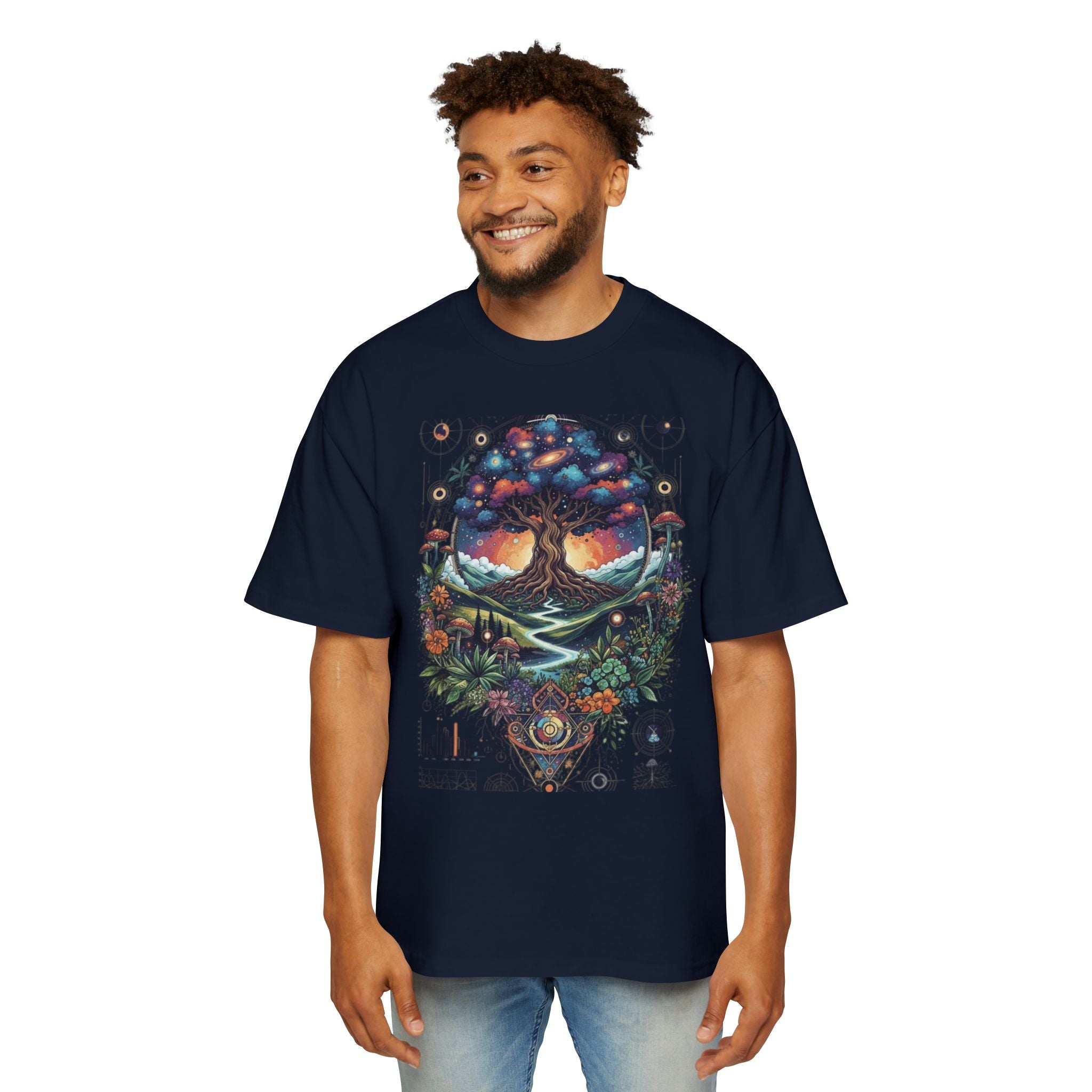 Bohemian Tree of Life Tee, Oversized Men's Shirt, Festival Wear, Nature Lover Gift, Eco-Friendly Fashion, Casual Summer Top
