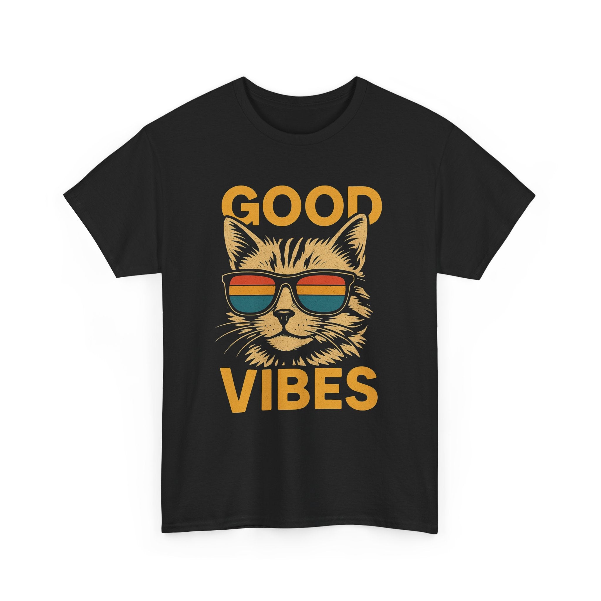 Good Vibes Cat Tee, Unisex Cotton T-Shirt, Summer Casual Top, Gift for Cat Lovers, Fun Pet Shirt, Chill Vibes Outfit