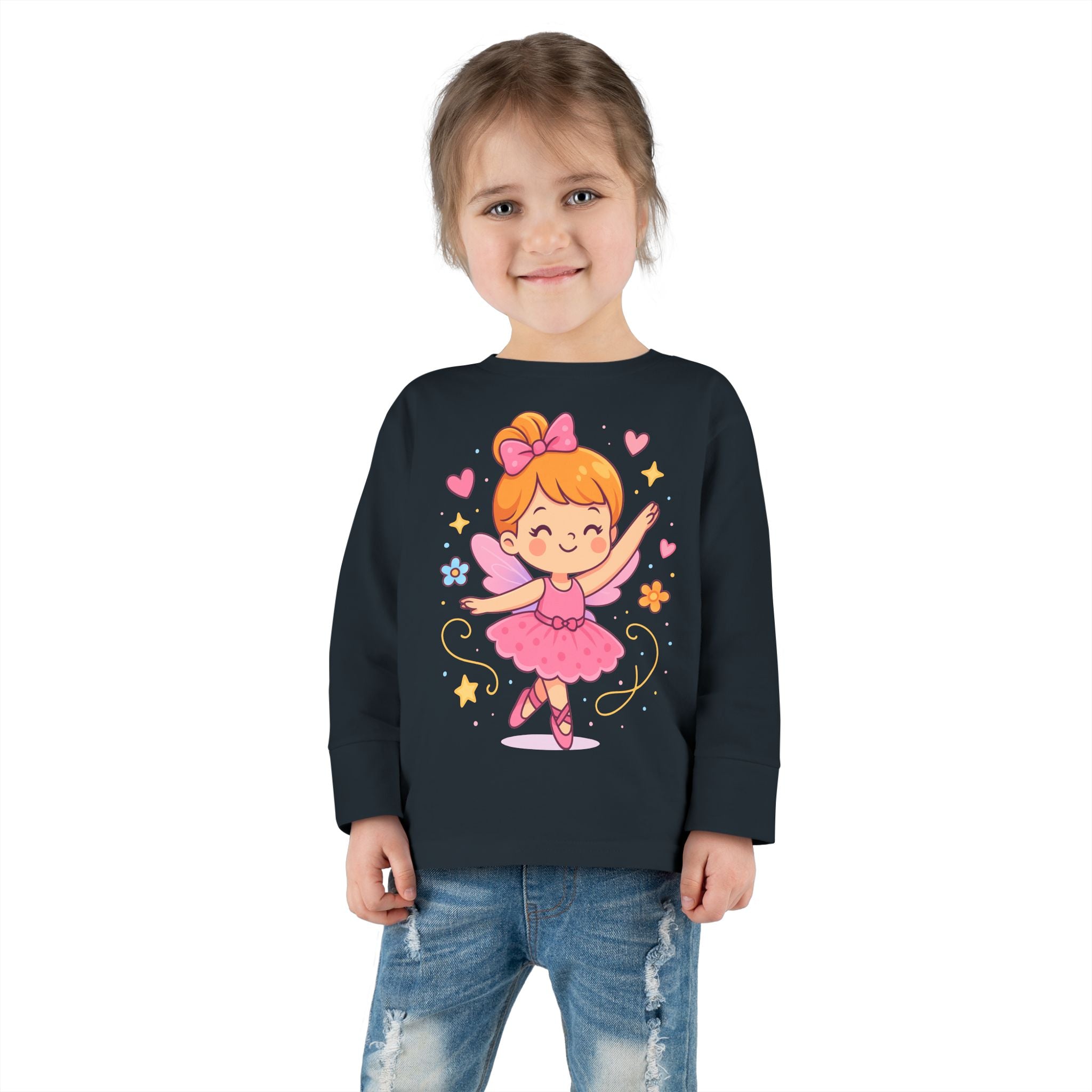 Cute Ballerina Toddler Long Sleeve Tee, Kids Dance Shirt, Toddler Gift, Ballet Costume Tee, Toddler Apparel for Birthdays, Dance Class