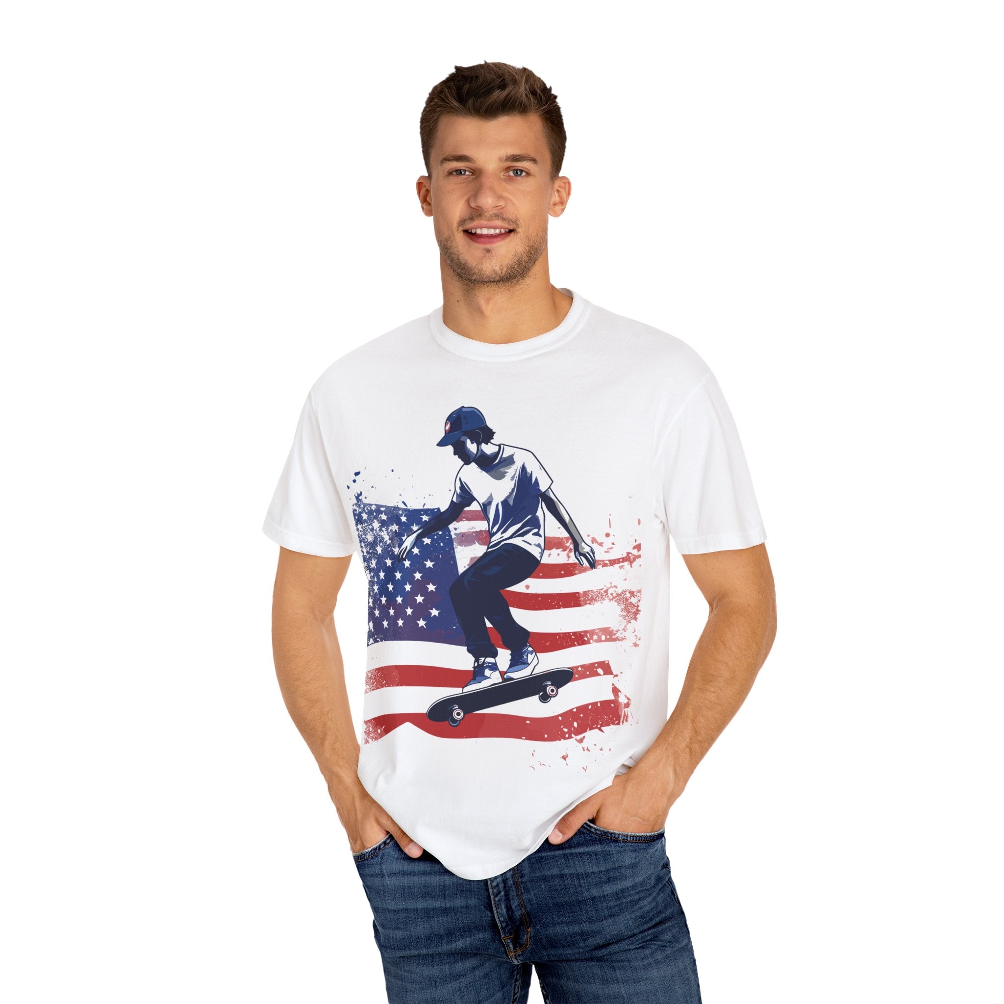Skateboarder American Flag T-Shirt