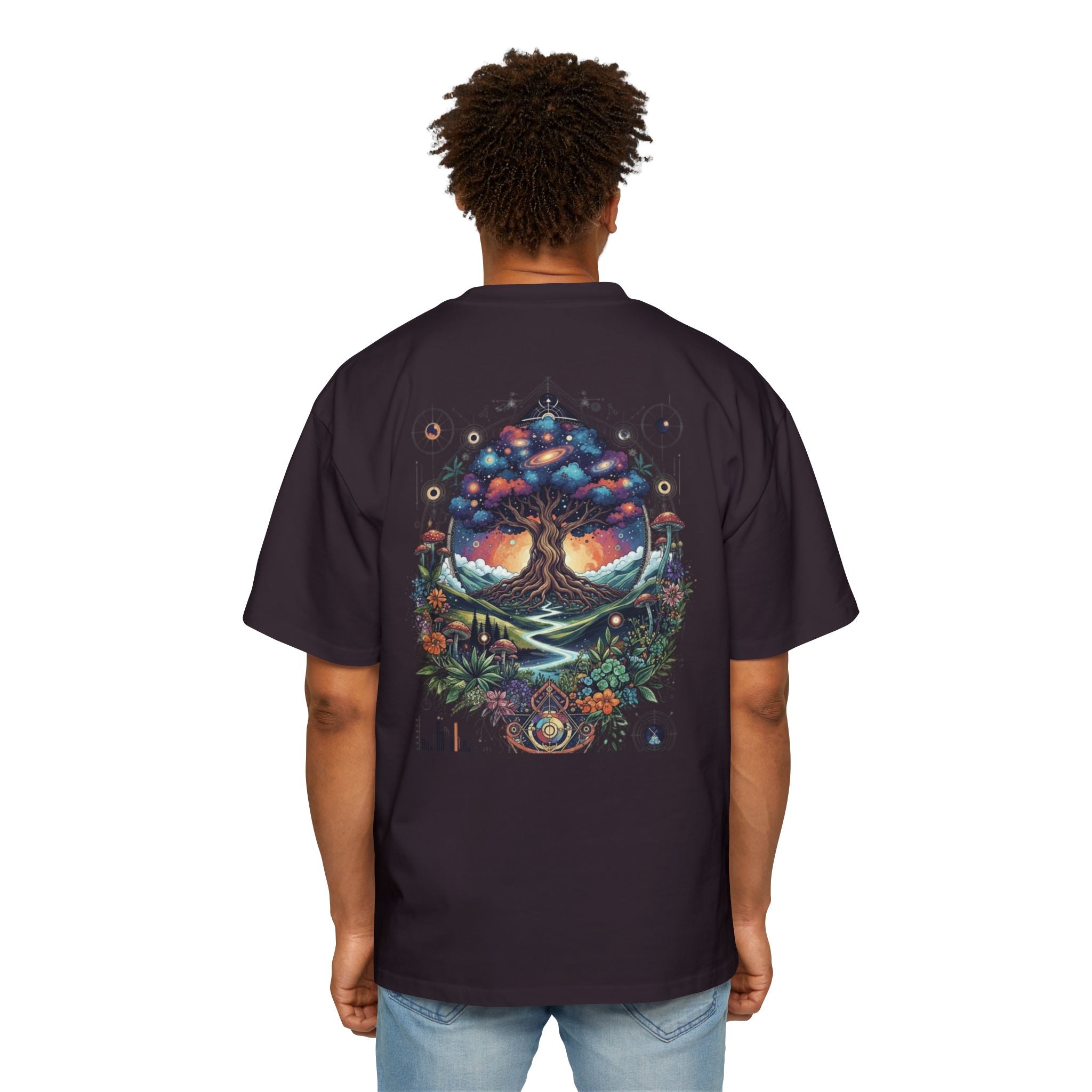 Bohemian Tree of Life Tee, Oversized Men's Shirt, Festival Wear, Nature Lover Gift, Eco-Friendly Fashion, Casual Summer Top