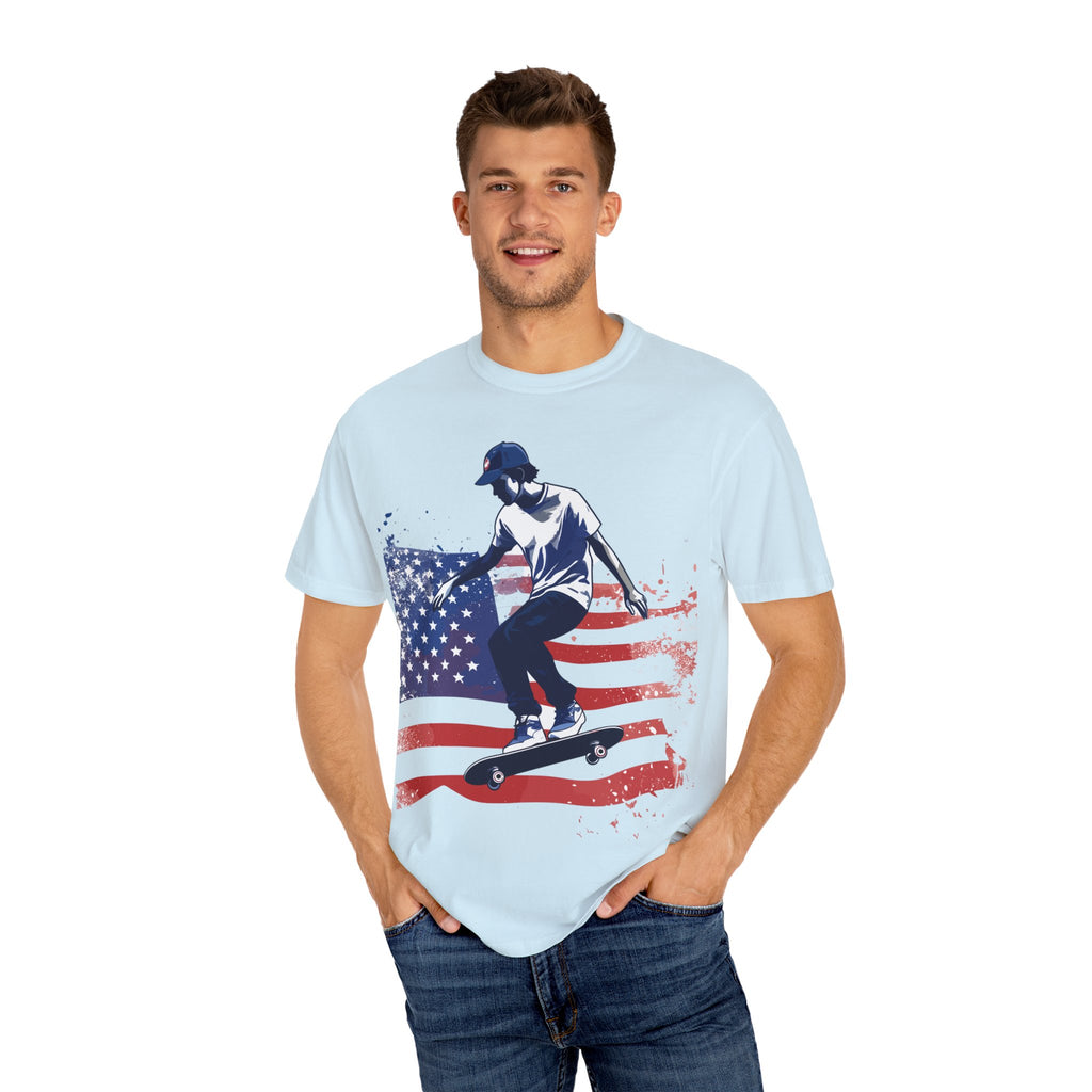 Skateboarder American Flag T-Shirt