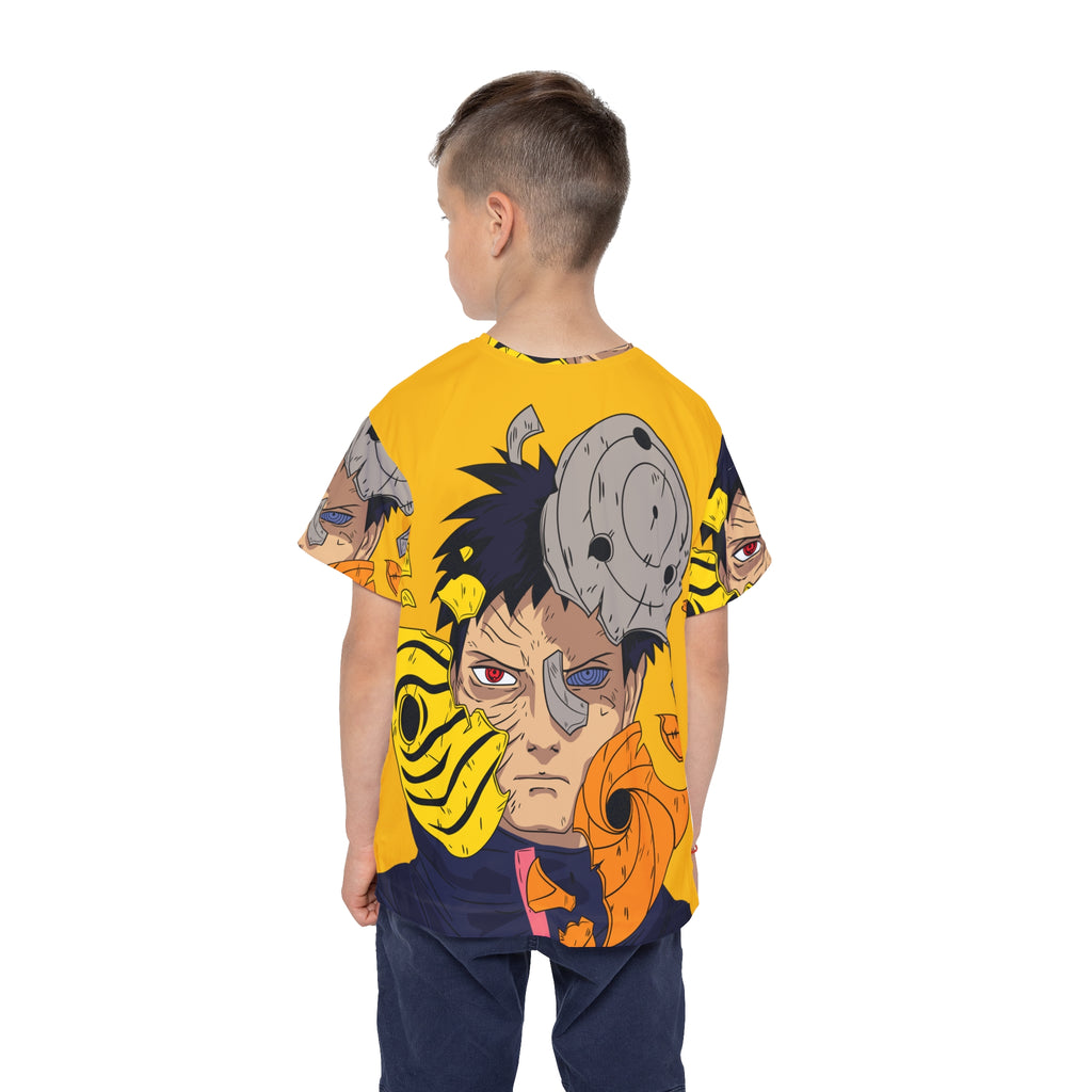 Kids Anime Soccer Jersey — Yellow Ninja Mask Design (All-Over Print)