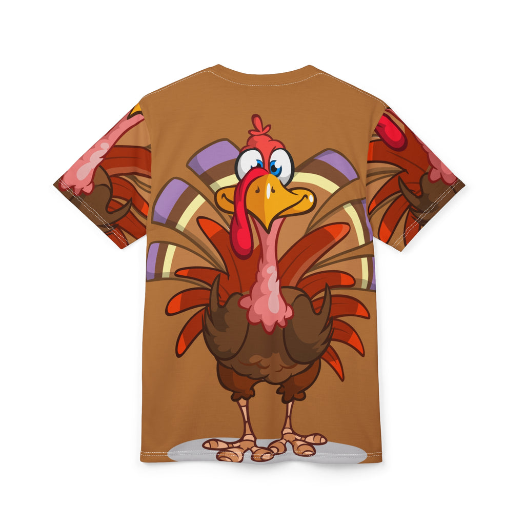 Turkey Cartoon All-Over Print Tee — Funny Thanksgiving Turkey Shirt
