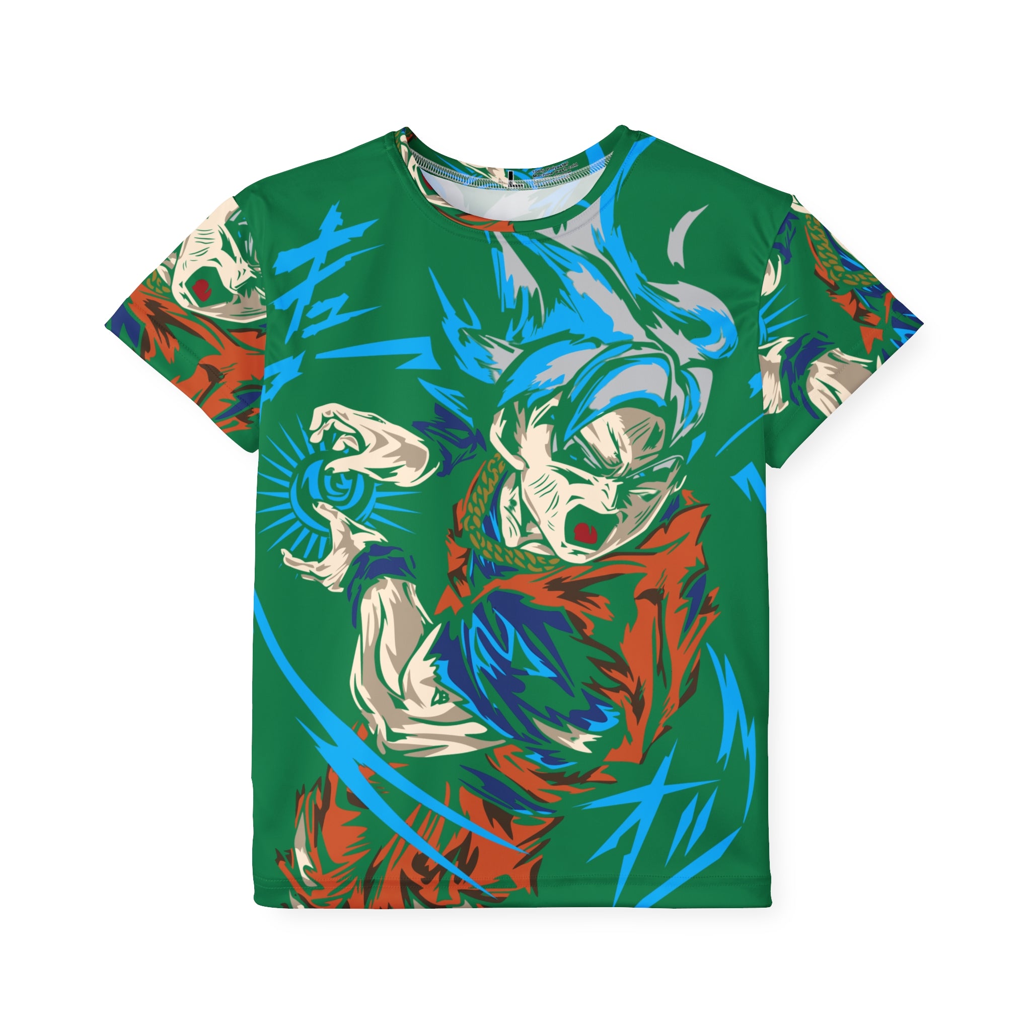 Kids Anime Power Tee — Colorful Superhero Action AOP Jersey