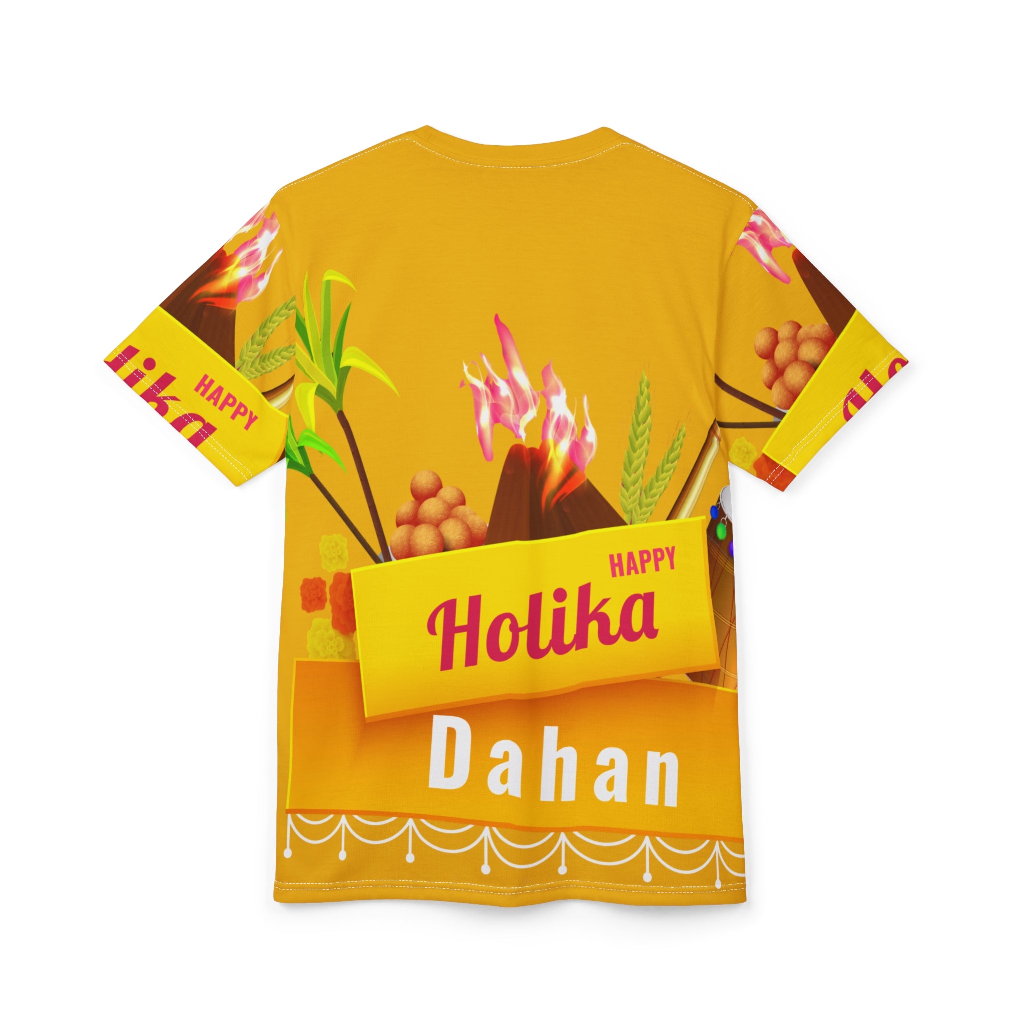 Holika Dahan Festival Tee — Bright Yellow Holi Celebration Shirt