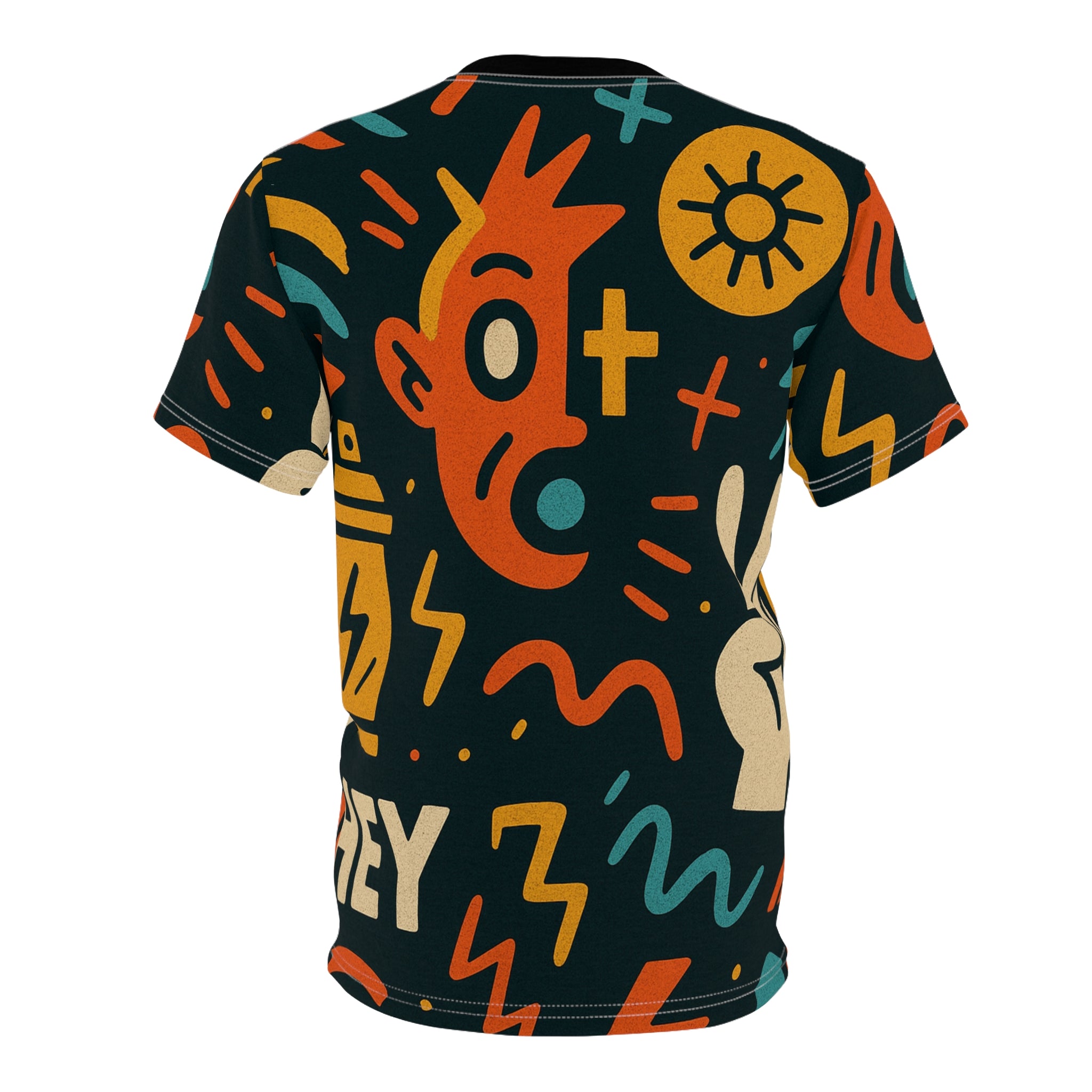 Vibrant Graphic Unisex Tee - Retro Style AOP Design