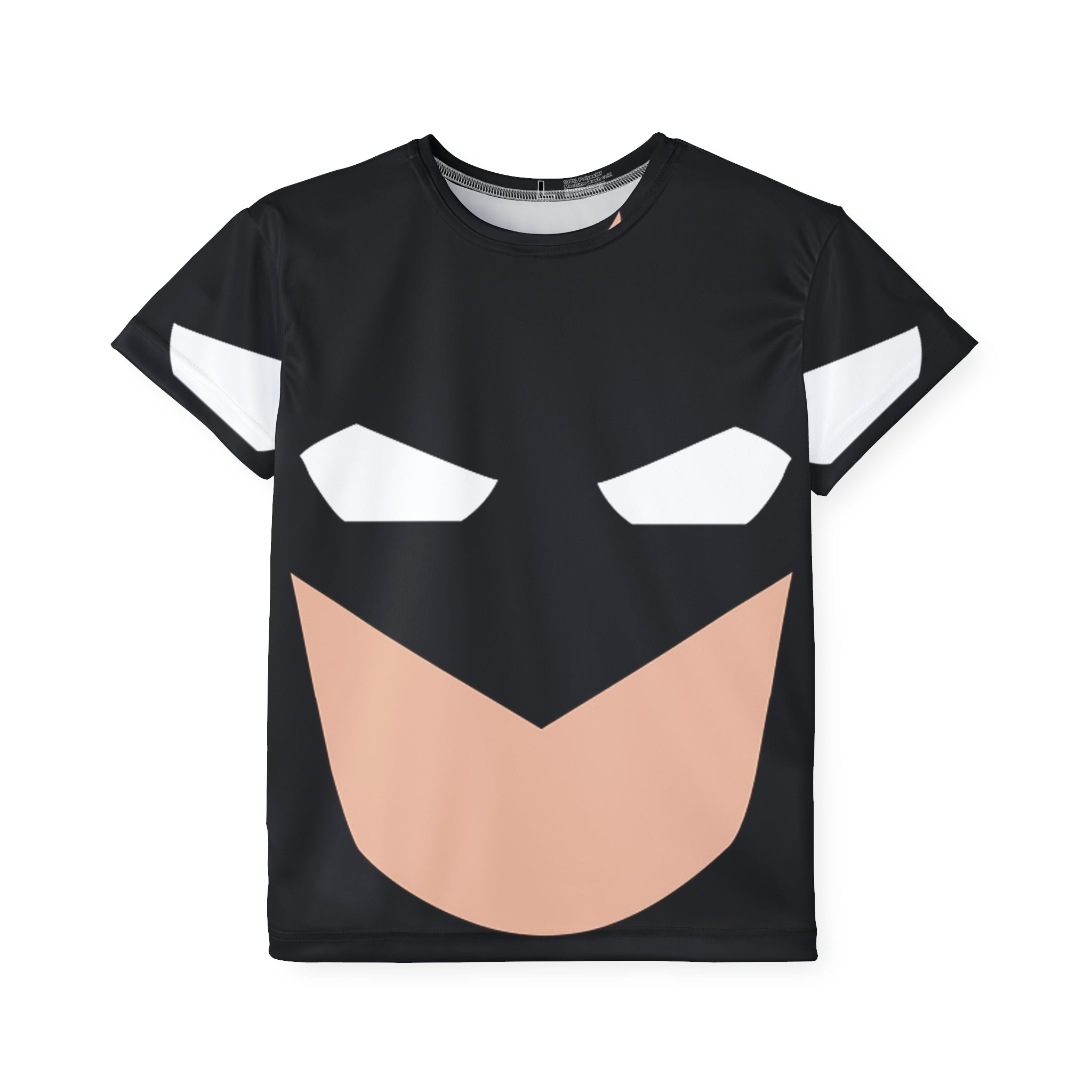 Kids Superhero Face Jersey — Black Mask Athletic Tee