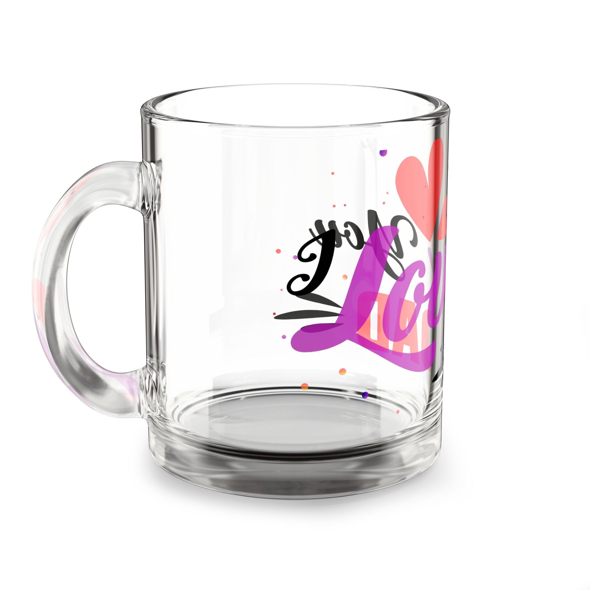 Glass Mug — "Love You Dad" Hearted Father's Day Coffee Cup (10 oz)