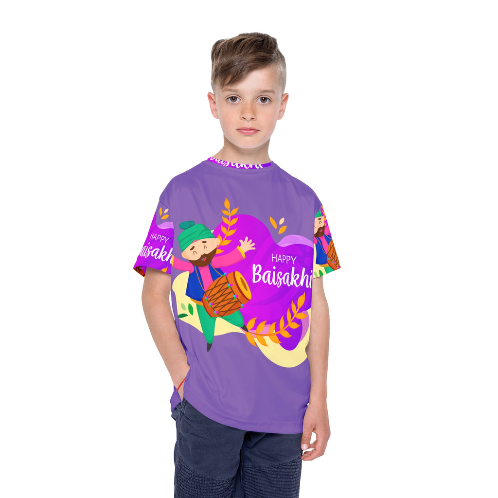 Kids Baisakhi T‑Shirt — Happy Baisakhi Punjabi Dhol Celebration Jersey