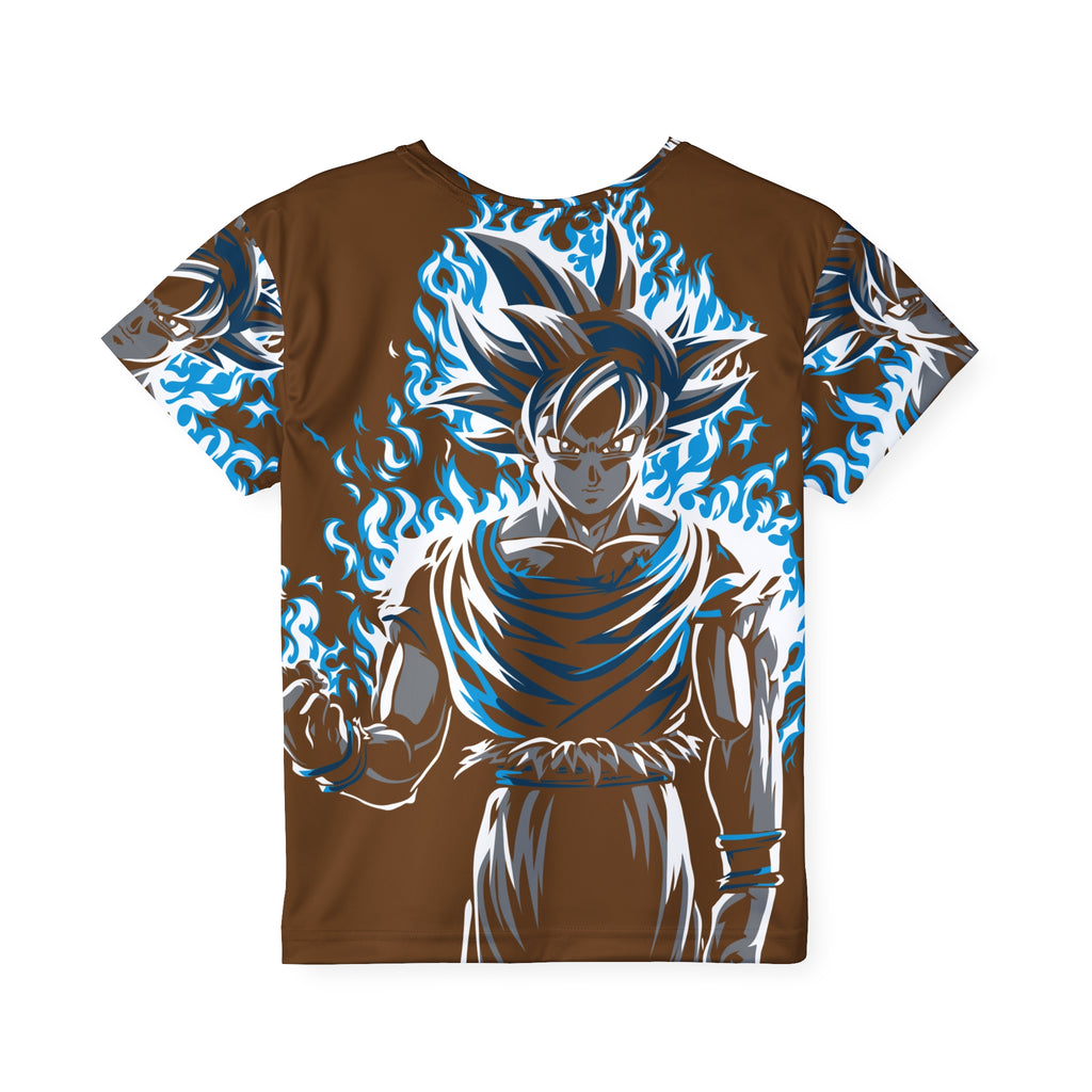 Kids Anime Power Tee — Blue Aura Warrior All-Over Print Jersey