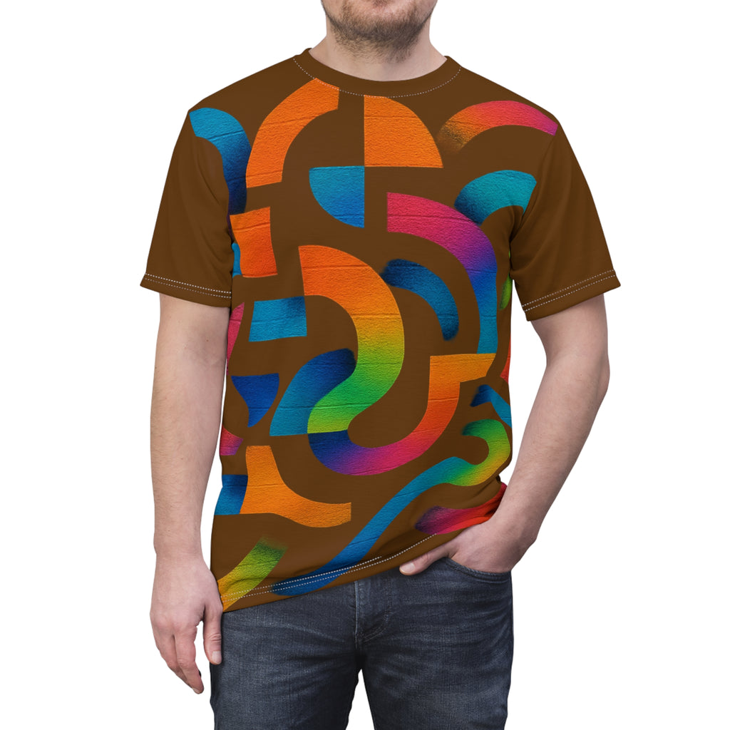 Abstract Rainbow Maze Tee — All-Over Print Cut & Sew T‑Shirt