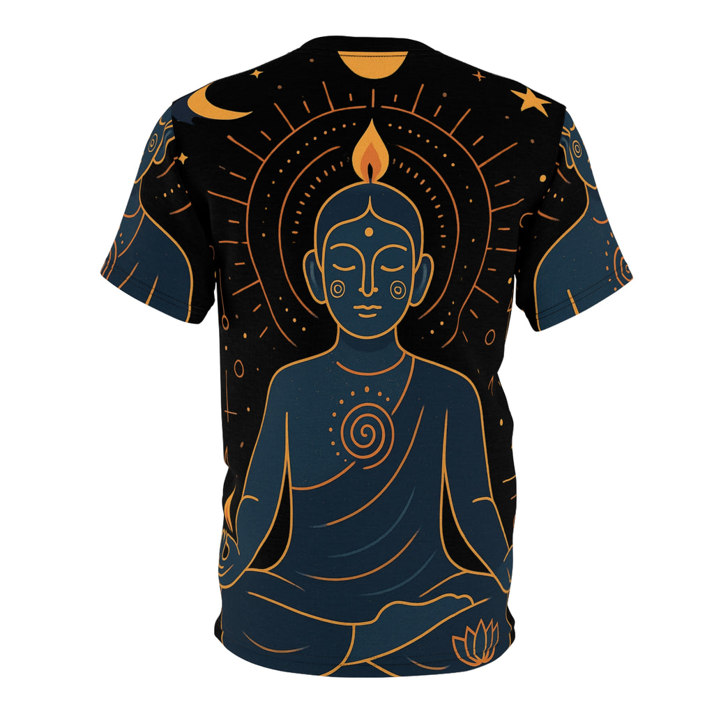 Meditation Buddha T‑Shirt — Cosmic Zen All‑Over Print Tee