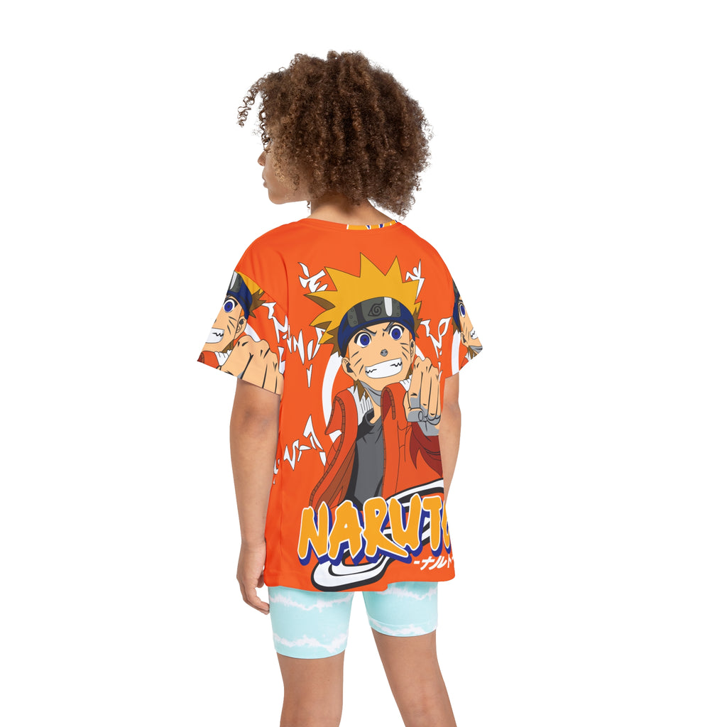 Kids Naruto Graphic Tee — Orange Anime Sports Jersey