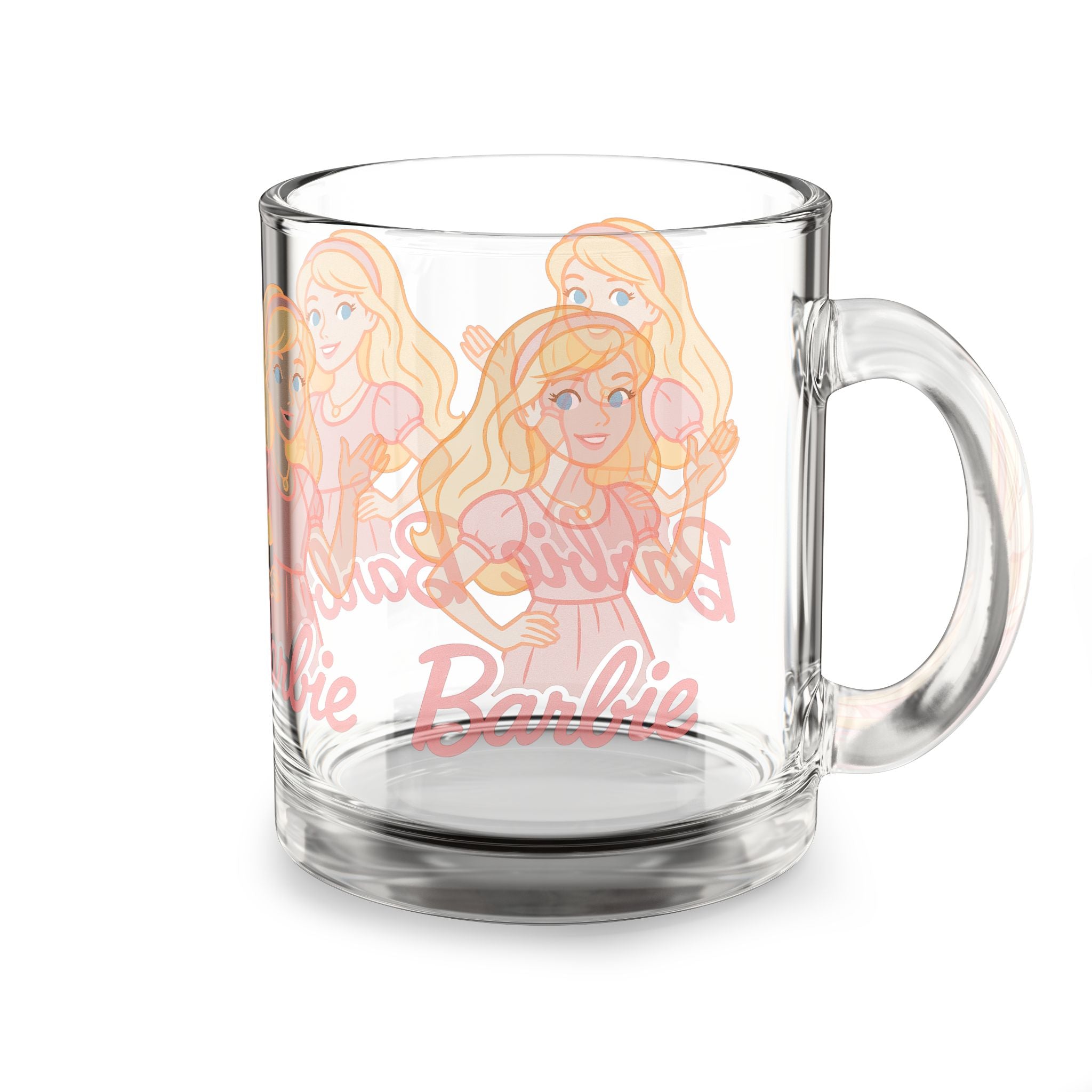 Glass Mug — Retro Blonde Doll Illustration "Barbie" Clear 10oz Coffee Cup