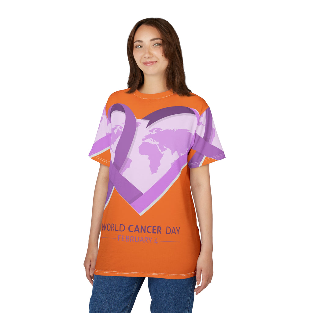 World Cancer Day Tee — February 4 Purple Ribbon Heart Awareness Shirt