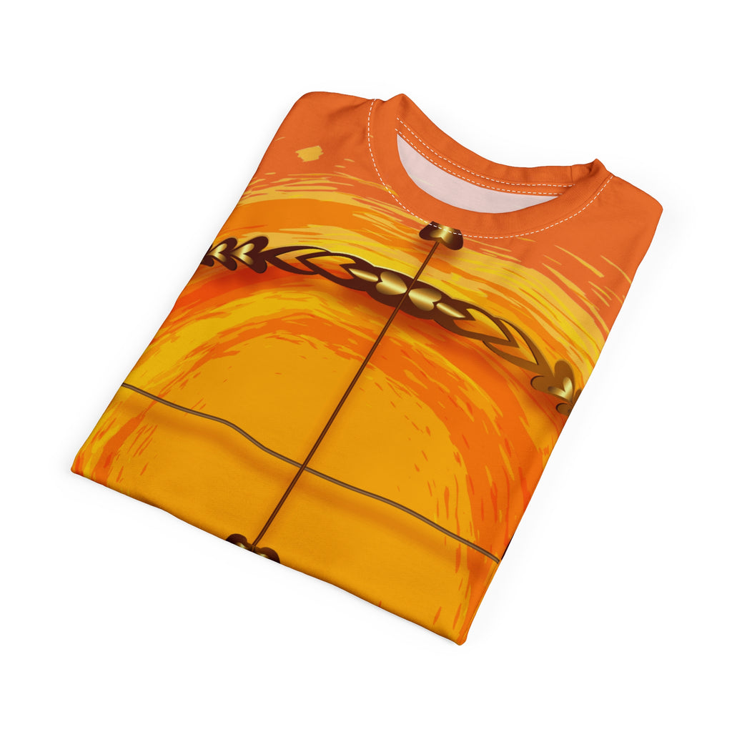 Dussehra Graphic Tee - "Happy Dussehra" Festive Orange AOP T-Shirt