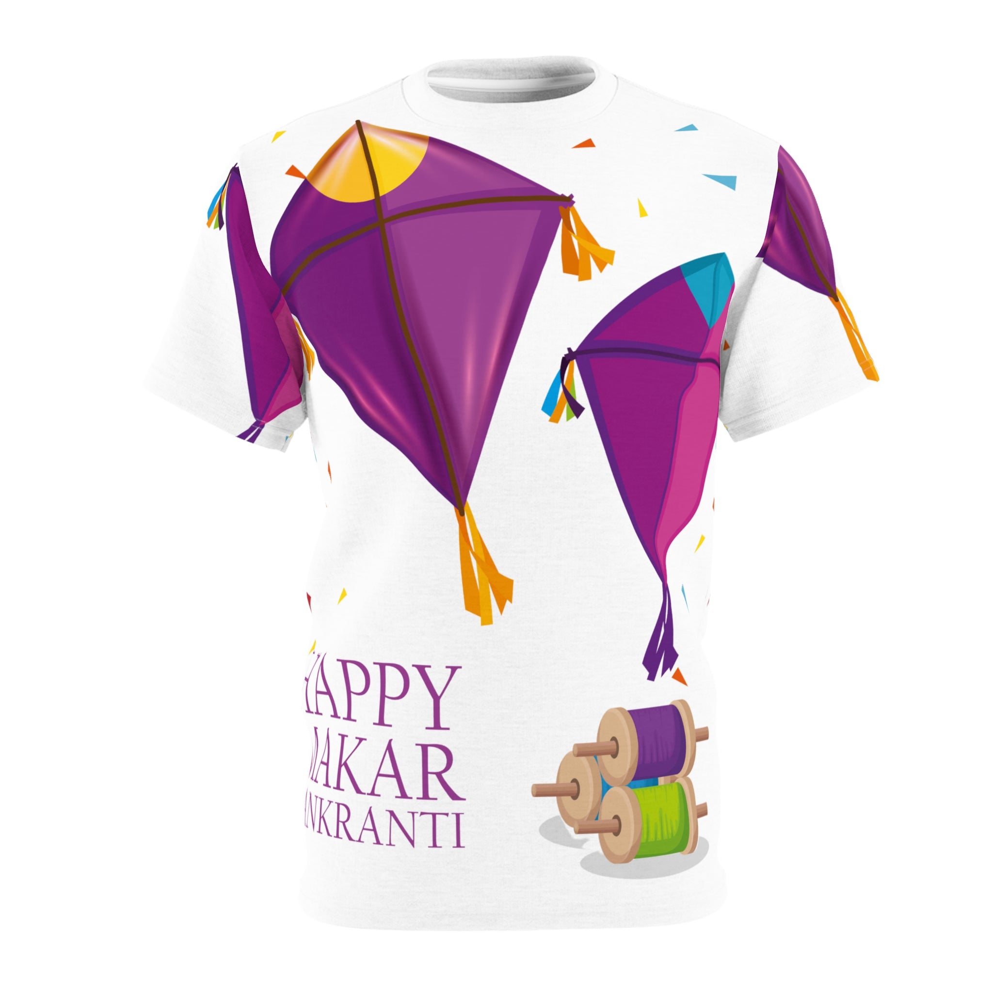 Makar Sankranti Kite Festival Tee — "Happy Makar Sankranti" All-Over Print T-Shirt