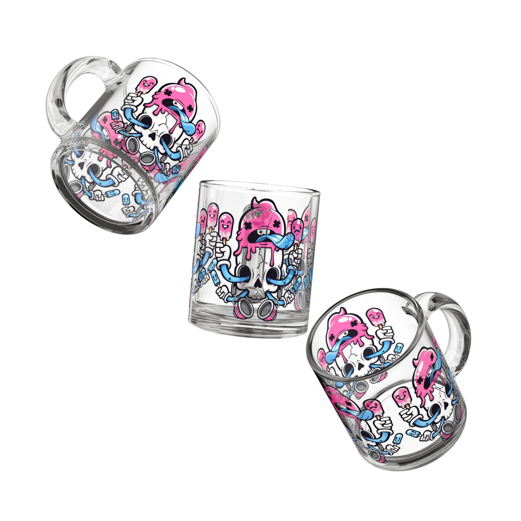 Skull & Popsicle Glass Mug — 10oz Artistic Clear Coffee Cup